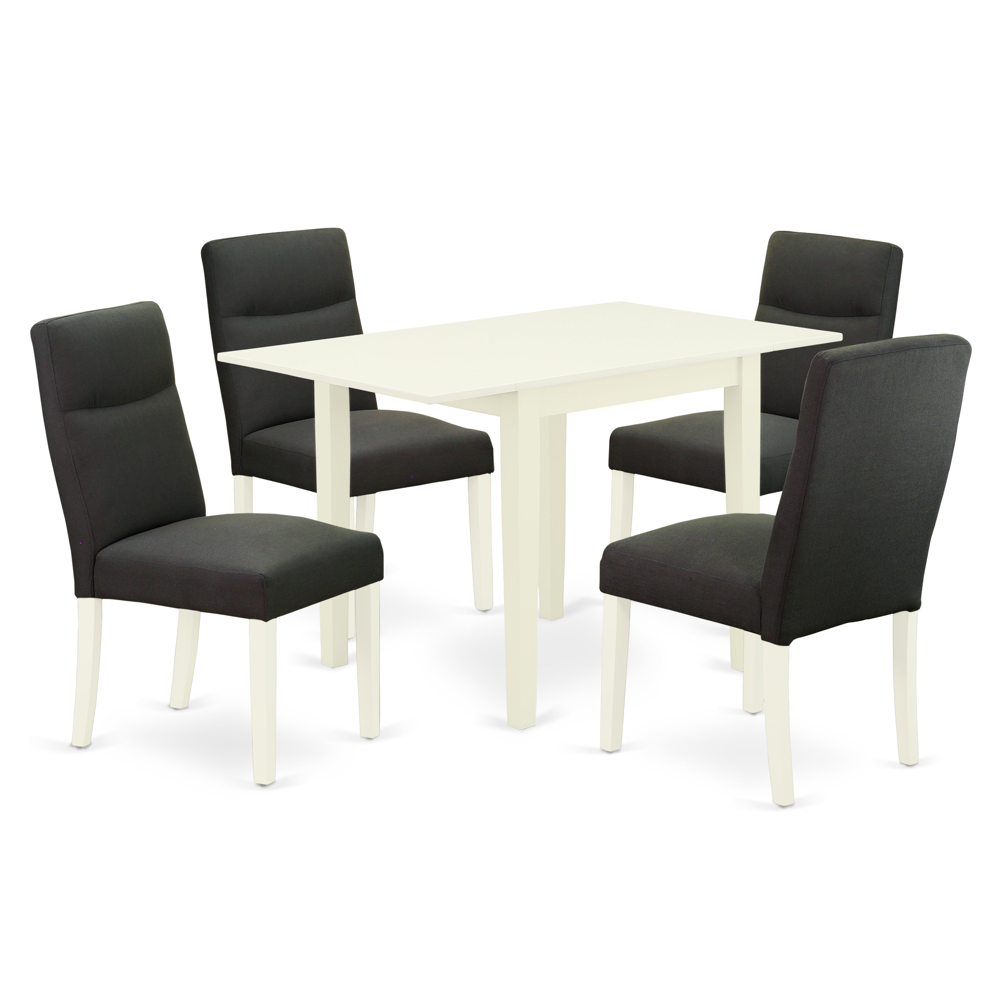 East West Furniture NDBE5-LWH-20 Dinette Set 5 Pc - Four Dining Room Chairs and a Dinner Table - Linen White Finish Wood - Dark Gotham Grey Color Linen Fabric