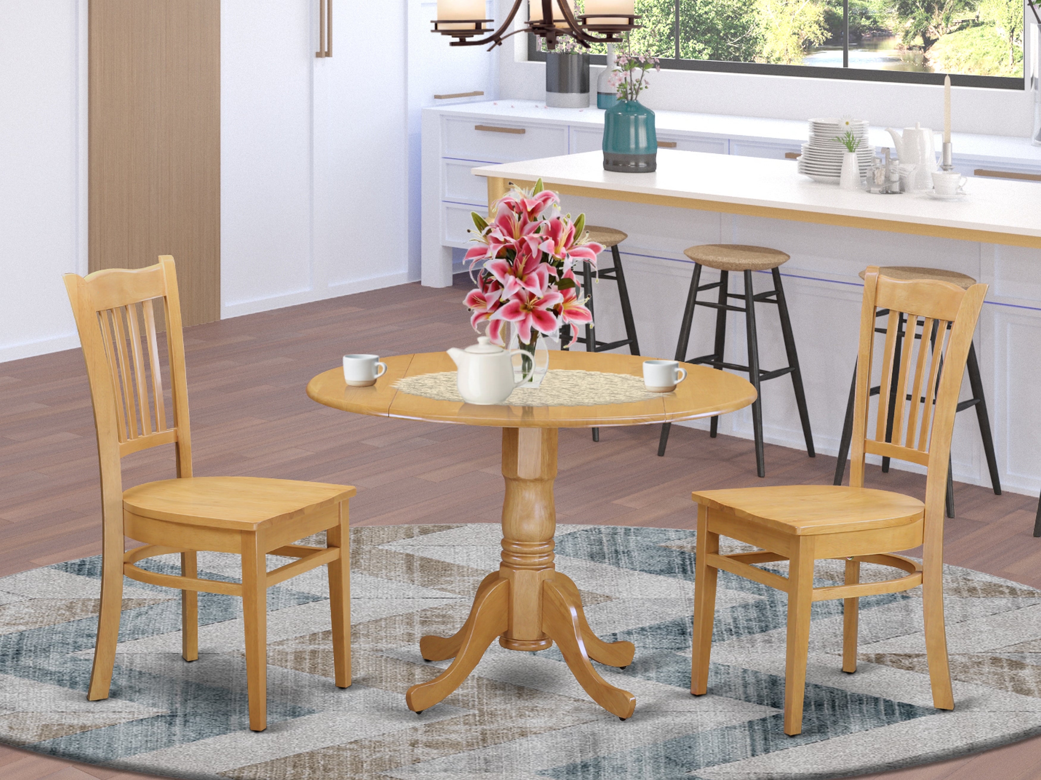 DLGR3-OAK-W 3 Pc Dining room set - Dinette Table and 2 dinette Chairs