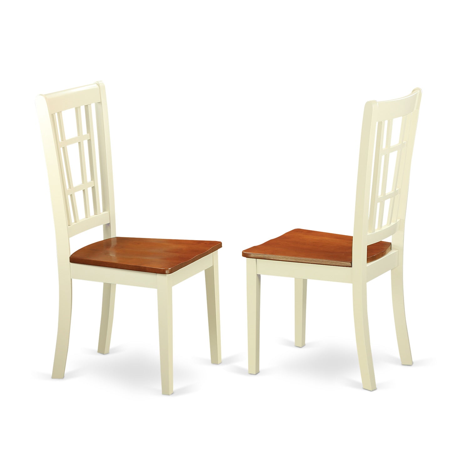 East West Furniture NDNI3-WHI-C 3Pc Kitchen Set Contains a Small Table and 2 Dinette Chairs with Wood Seat, Buttermilk and Cherry Finish