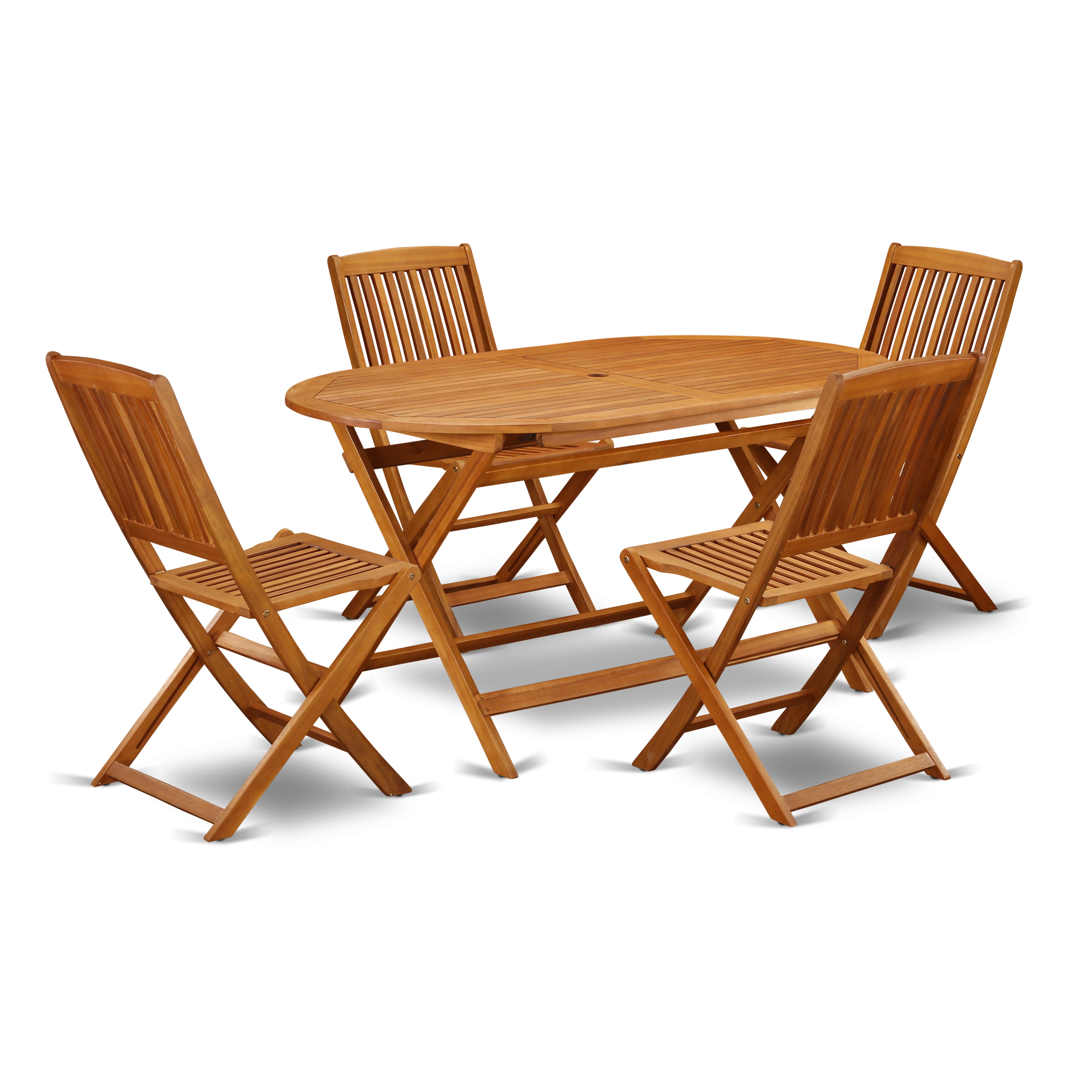 DICM5CWNA This 5 Piece Acacia Wooden Patio Dining Sets includes one particular Outdoor-Furniture table and four chairs