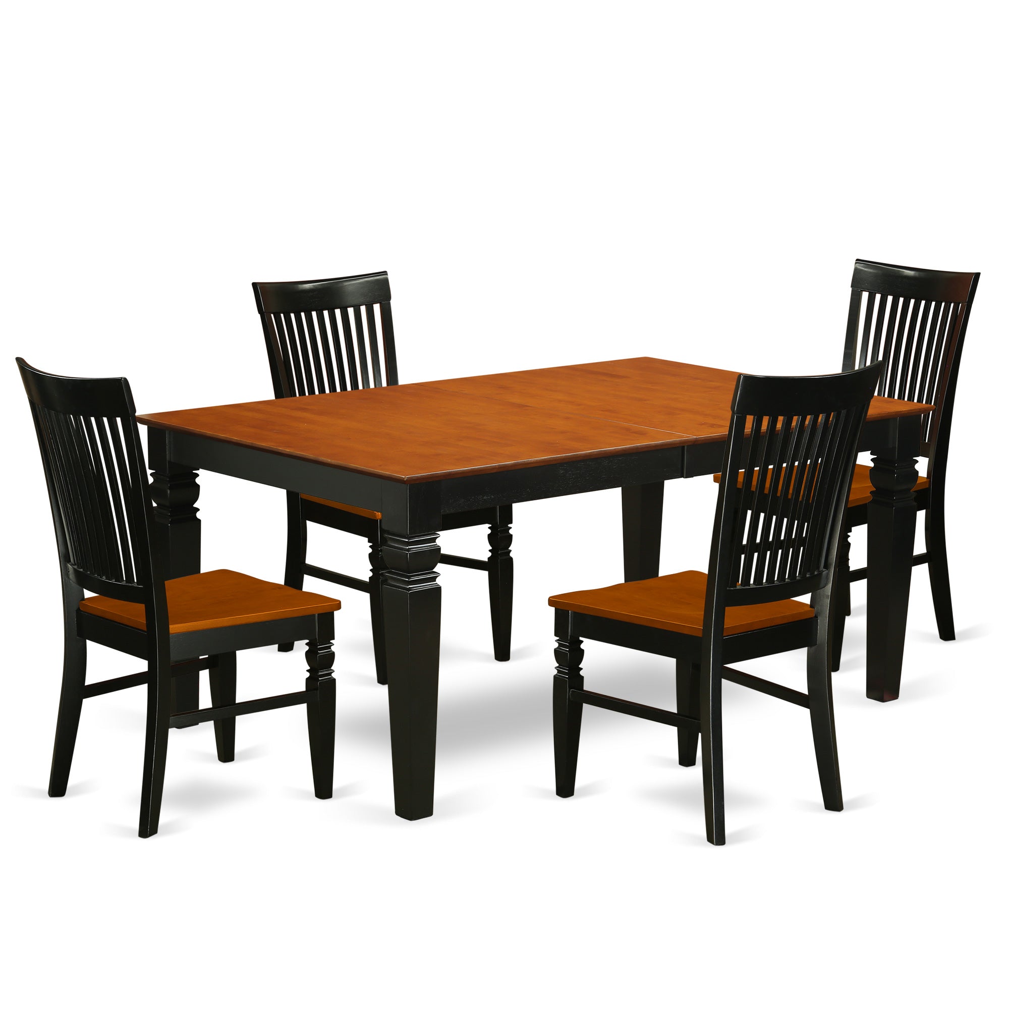 LGWE5-BCH-W 5 Pc Kitchen table set with a Dining Table and 4 Wood Seat Dining Chairs in Black and Cherry