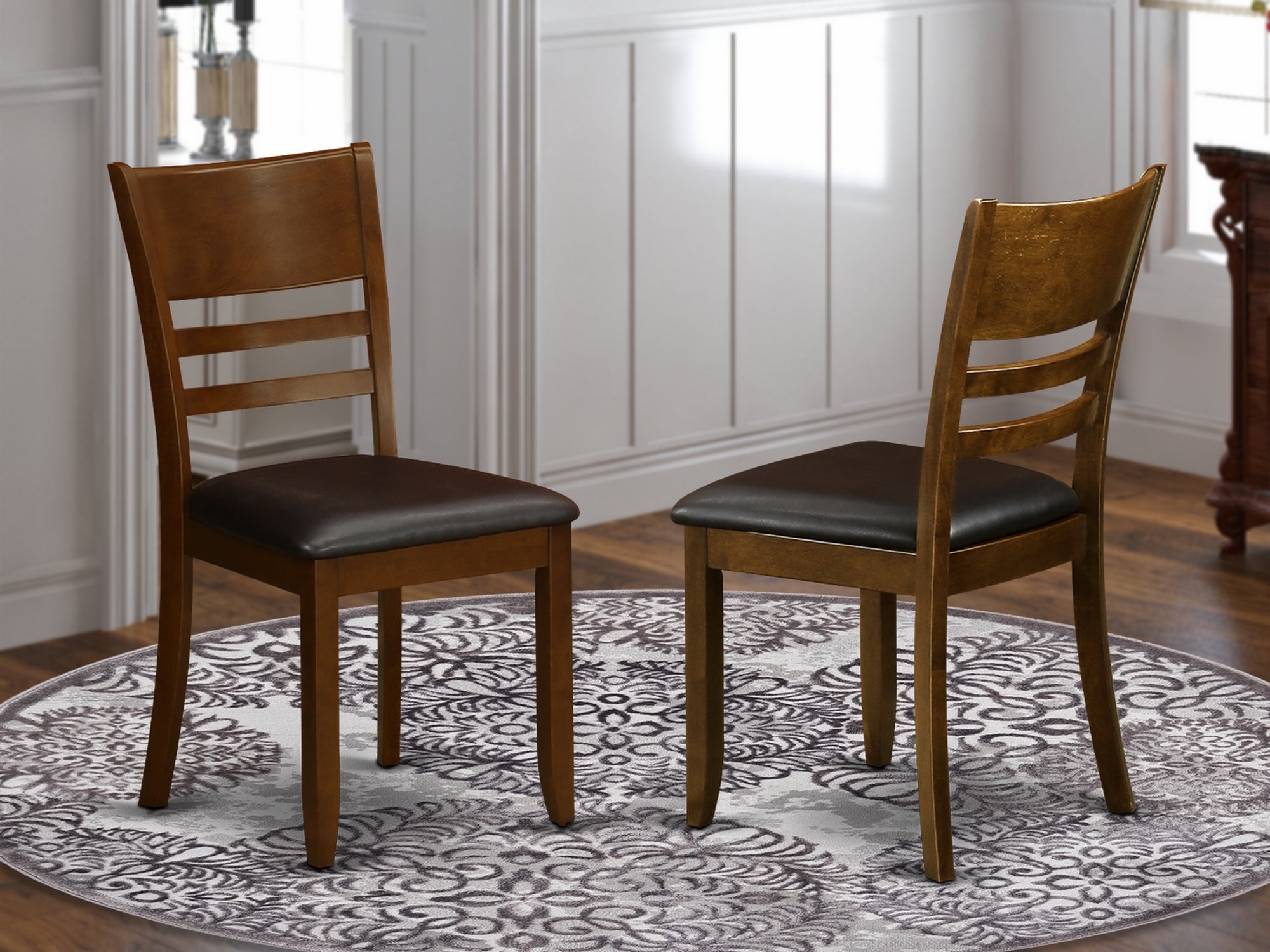 LYC-ESP-LC Lynfield Dining Room Chair with Faux Leather Upholstered Seat in Espresso Finish