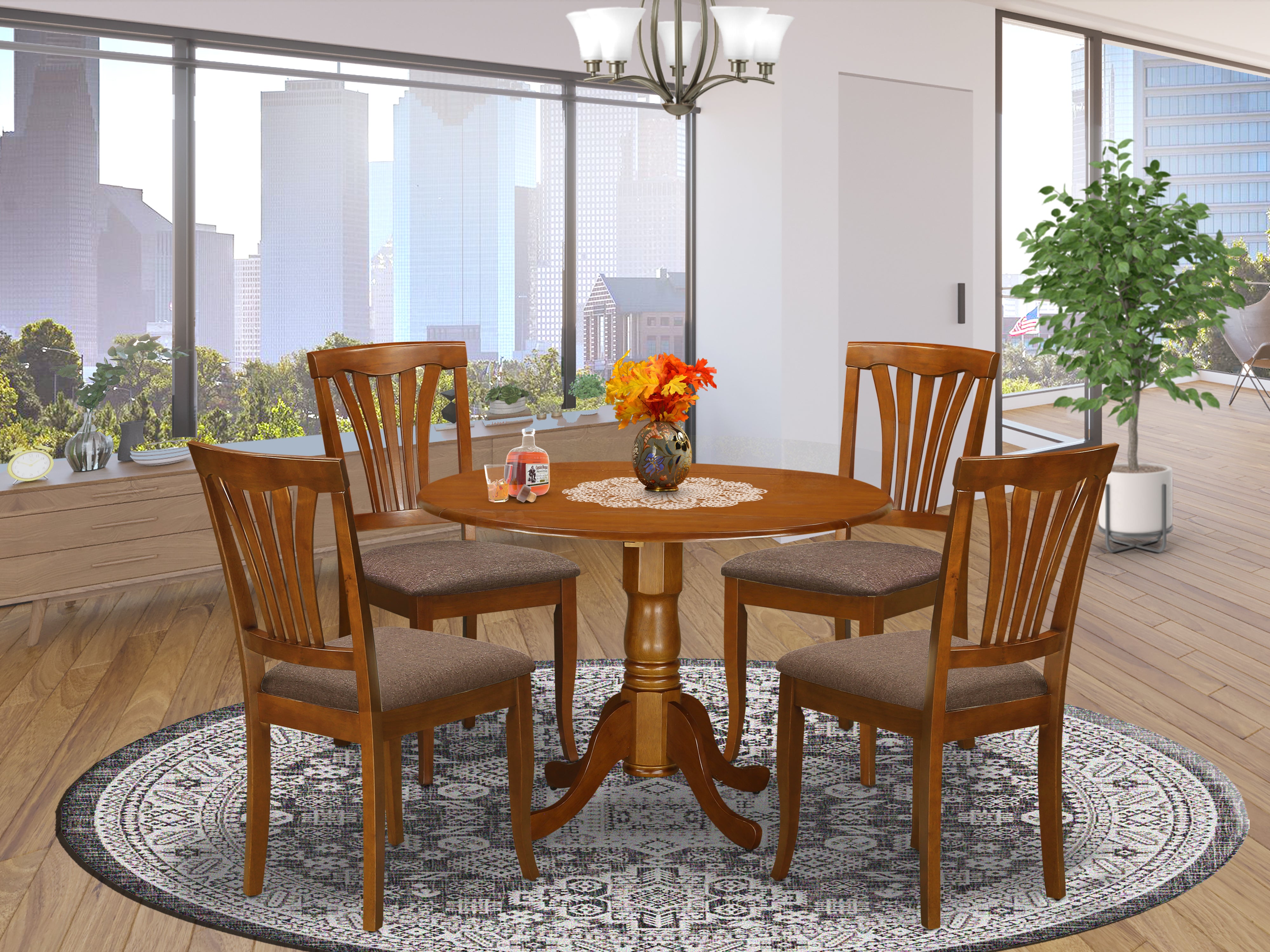 DLAV5-SBR-C 5 Pc small Kitchen Table set-round Table and 4 Kitchen Dining Chairs