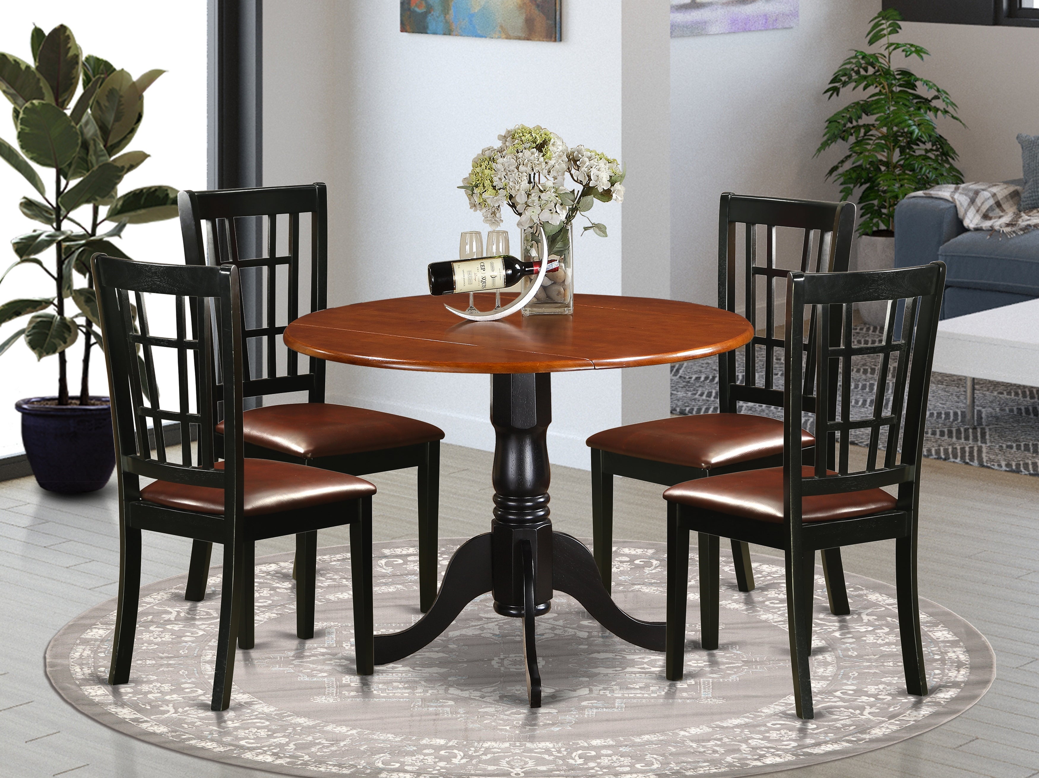 DLNI5-BCH-LC 5 PC Kitchen Table set-Dining Table and 4 Wood Kitchen Chairs