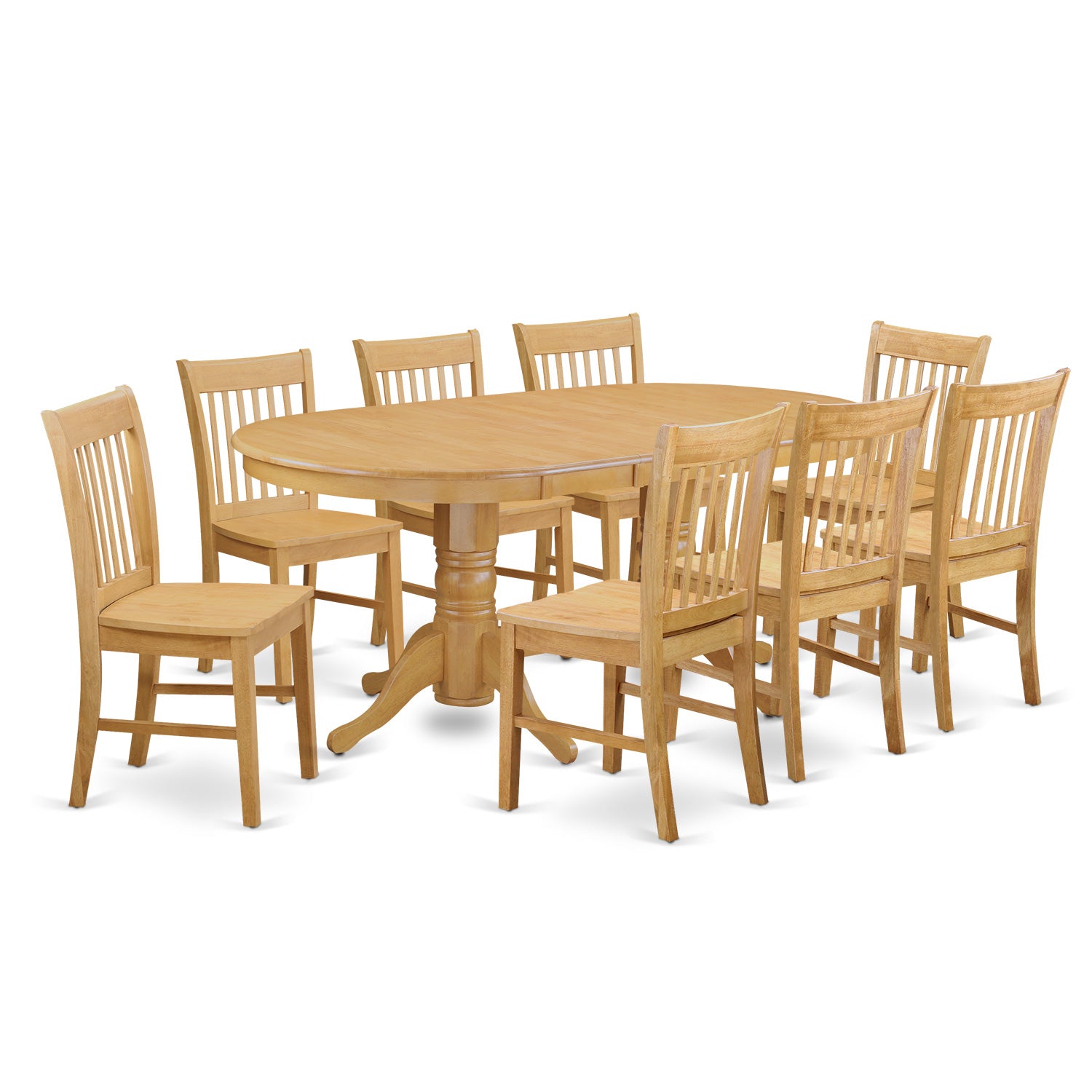 VANO9-OAK-W 9 Pc Dinette Table set - Kitchen Table and 8 dinette Chairs