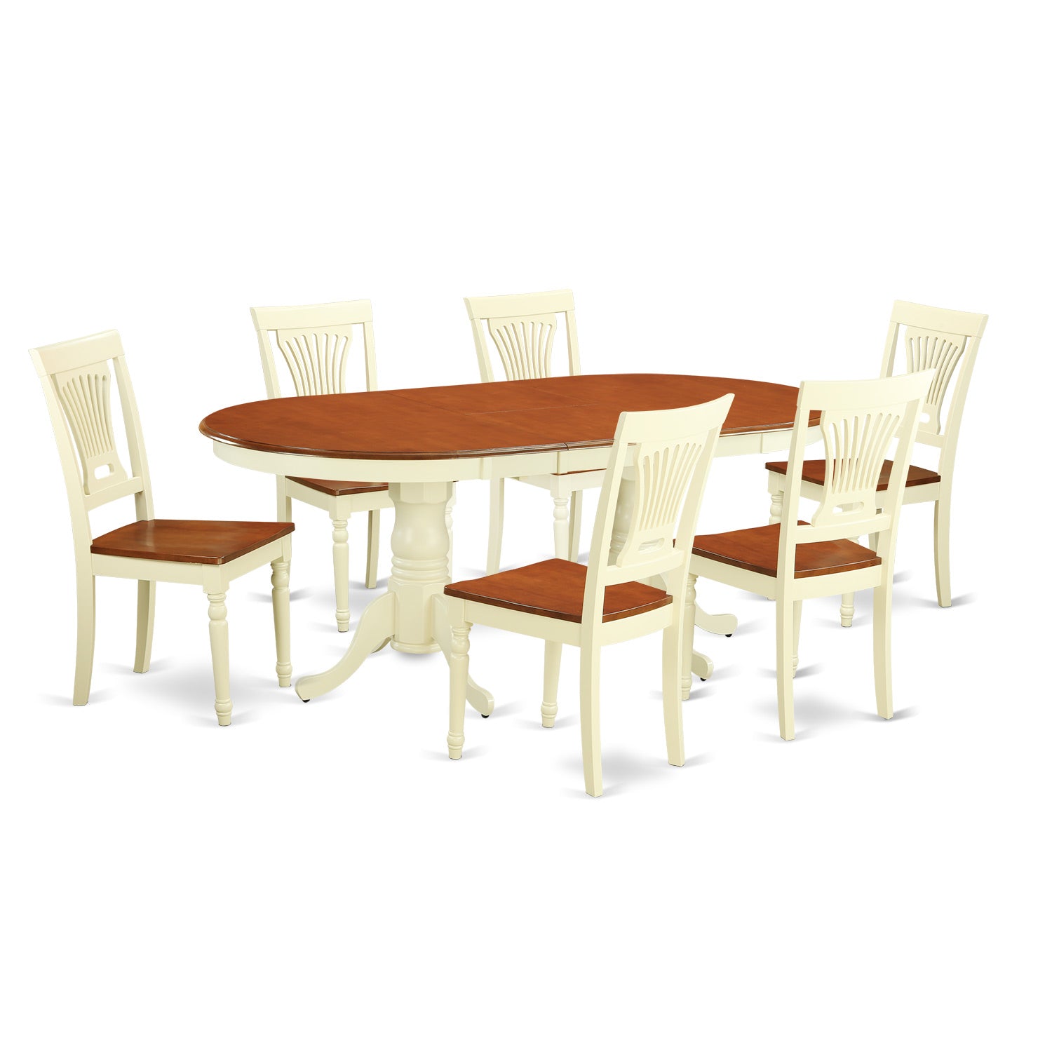 PLAI7-WHI-W 7 Pc Dining room set for 6-Dining Table plus 6 Chairs for Dining room