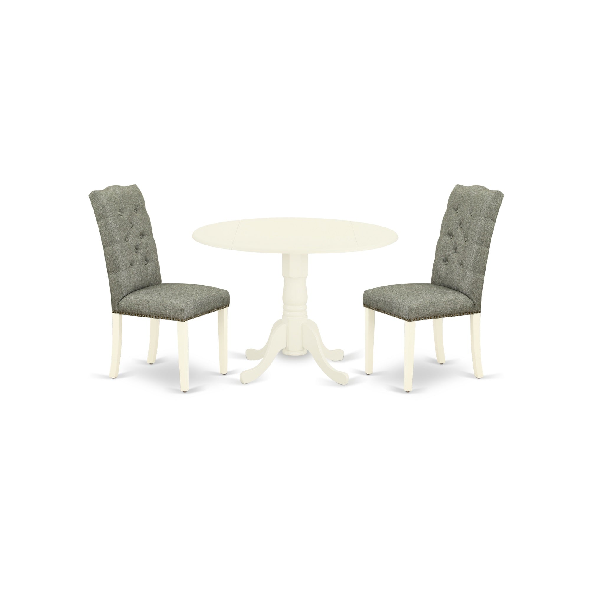 East West Furniture DLEL3-WHI-07 3-Pc Wood Dining
