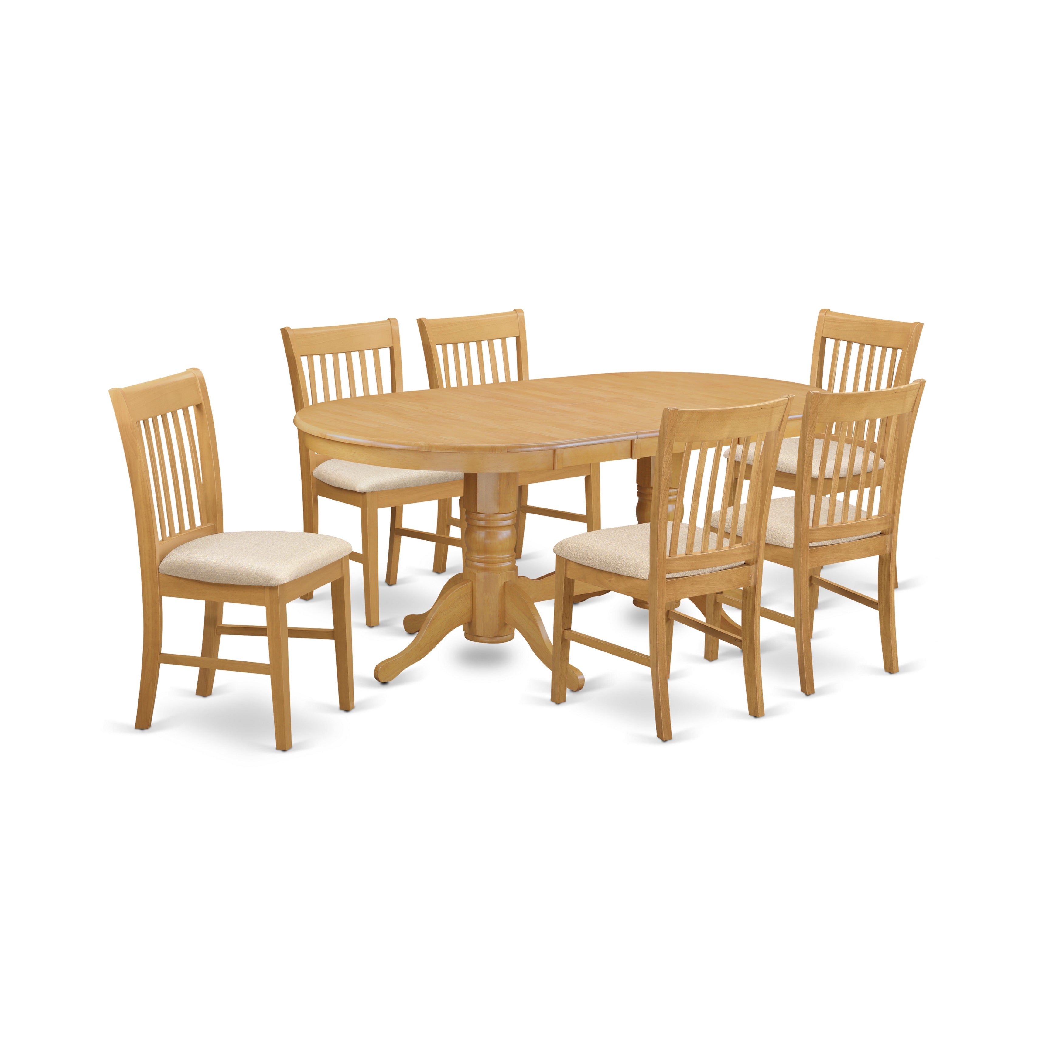 VANO7-OAK-C 7 Pc Dinette set - Kitchen dinette Table and 6 dinette Chairs
