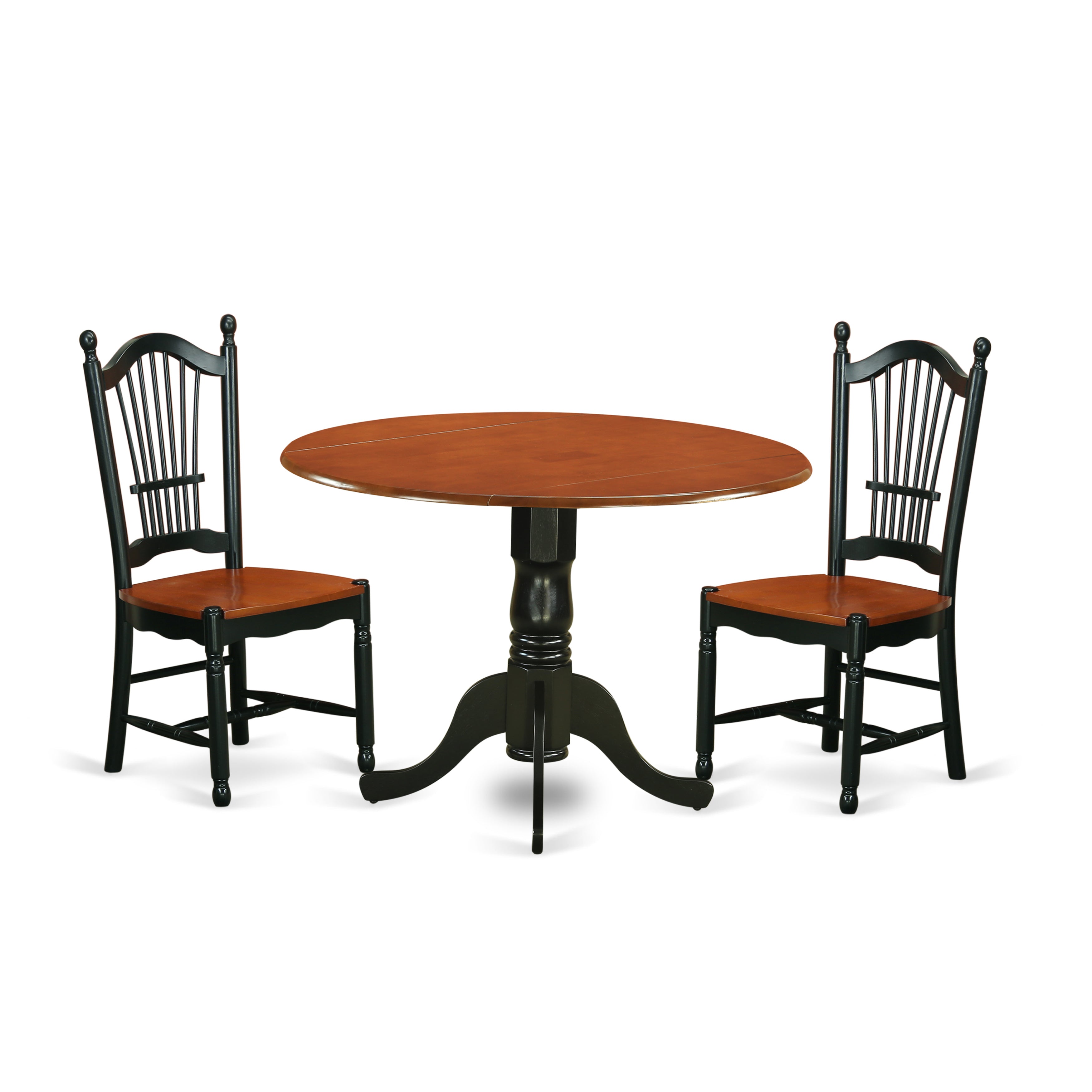 DLDO3-BCH-W 3 PC Dublin kitchen table set-Dining table and 2 wood seat kitchen chairs