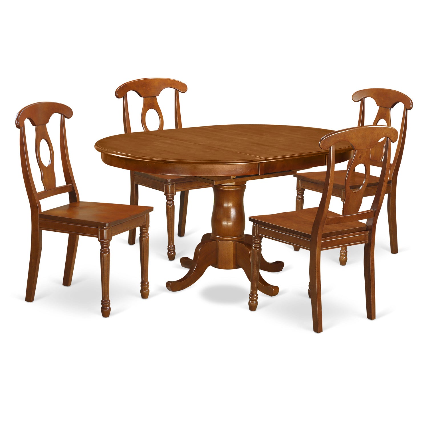 PONA5-SBR-W 5 Pc Dining room set-Oval Dining Table with Leaf and 4 Chairs
