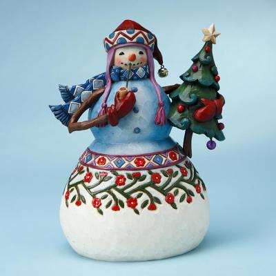 Jim Shore Heartwood Creek from Enesco Snowman with Pipe & Tree Figurine 8.5 IN