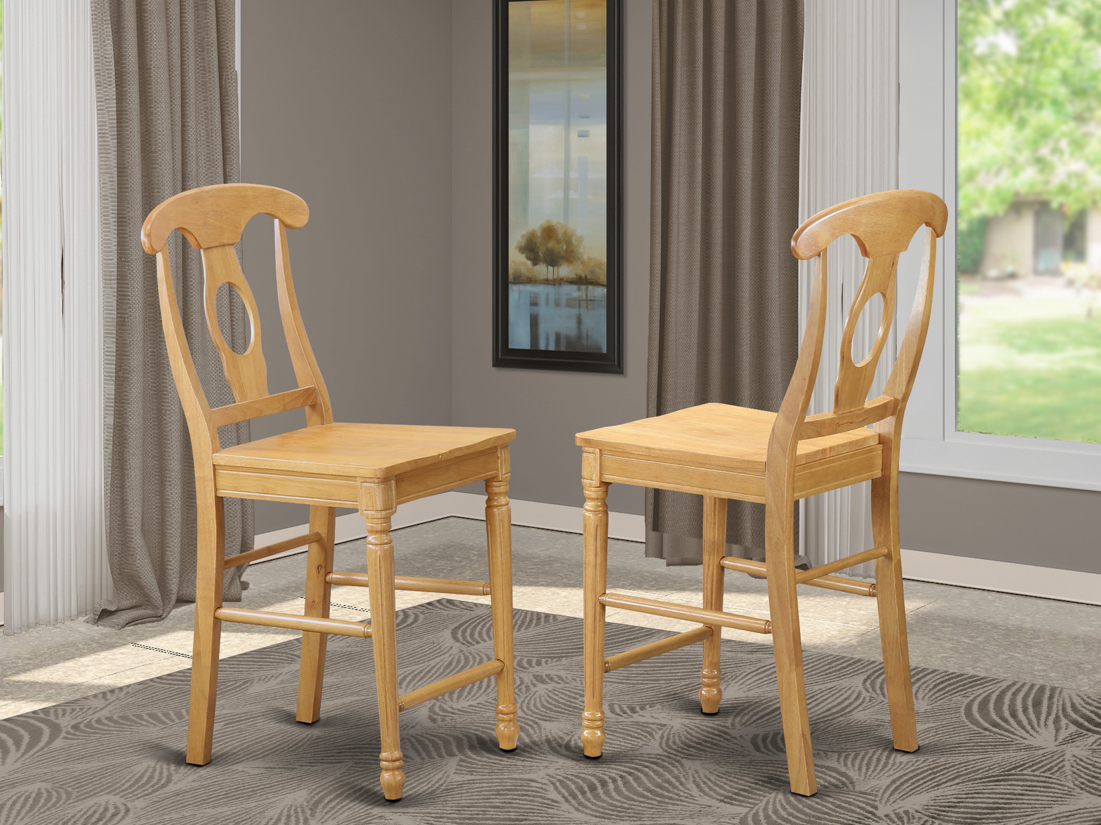 KES-OAK-W Kenley Counter Height Stools With Wood Seat In Oak Finish