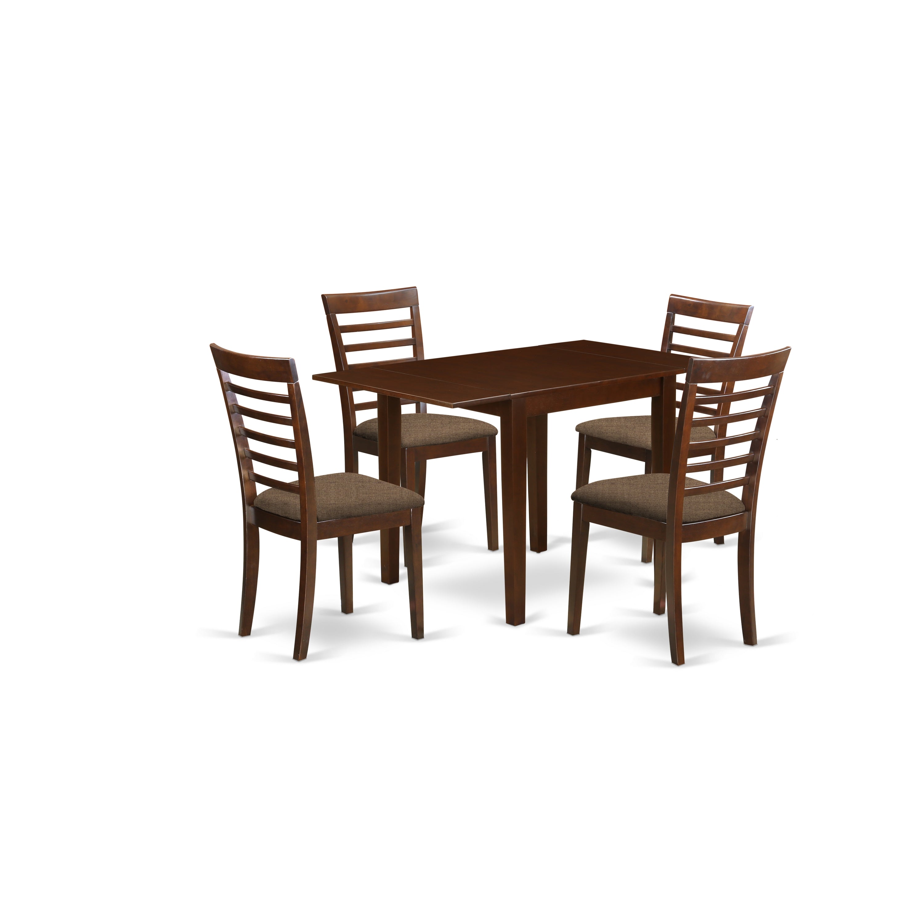 East West Furniture NDML5-MAH-C 5Pc Dining Table Set Consists of a Dinette Table and 4 Dining Room Chairs with Microfiber Upholstery Seat, Mahogany Finish