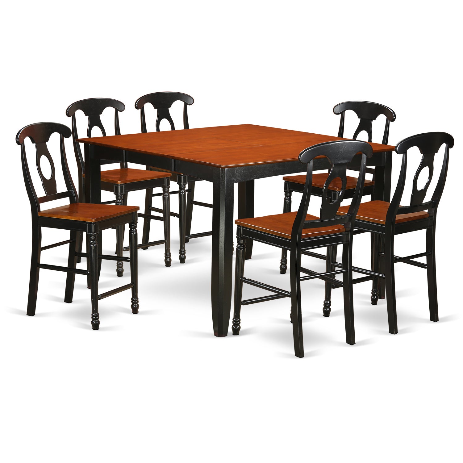 FAKE7H-BLK-W 7 Pc counter height pub set-pub Table and 6 dinette Chairs.