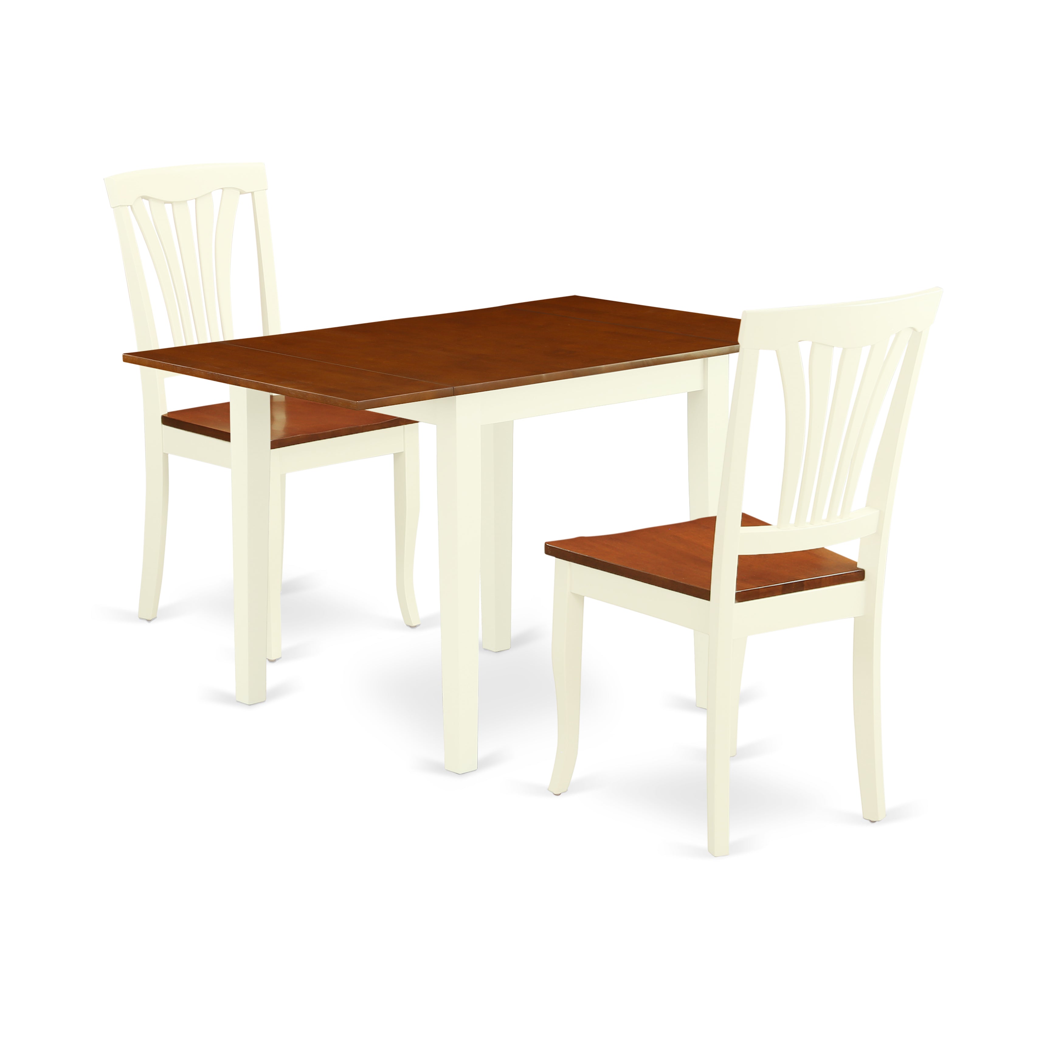 East West Furniture NDAV3-WHI-W Wooden Dining Table Set 3 Pc- 2 Brilliant Dining Room Chairs and an Elegant Kitchen Table - Cherry Finish Hardwood Chair Seat - Butter Milk Finish Solid wood Structure