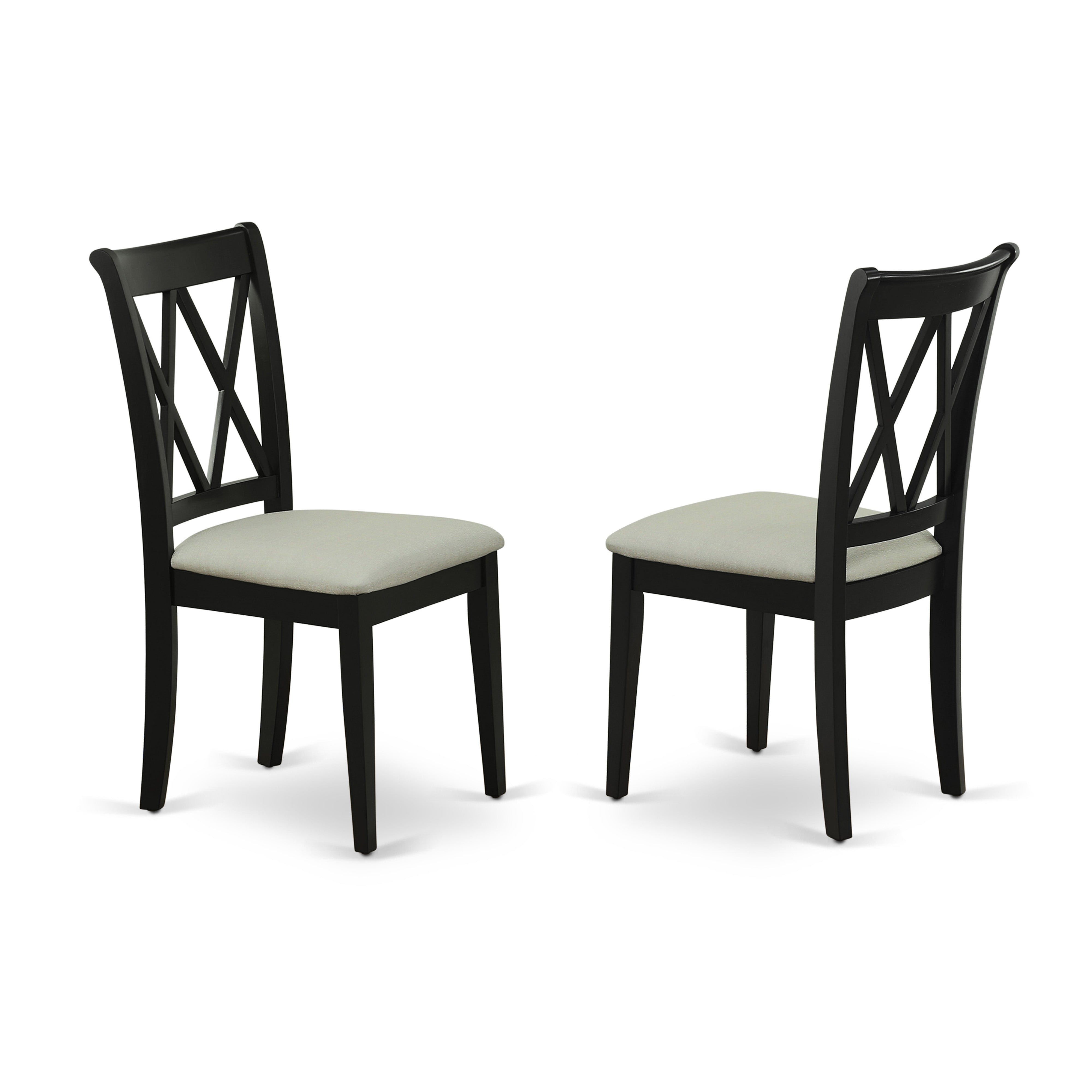 CLC-BLK-C Clarksville Double X-back chairs with Linen Fabric Upholstered Seat in Black finish