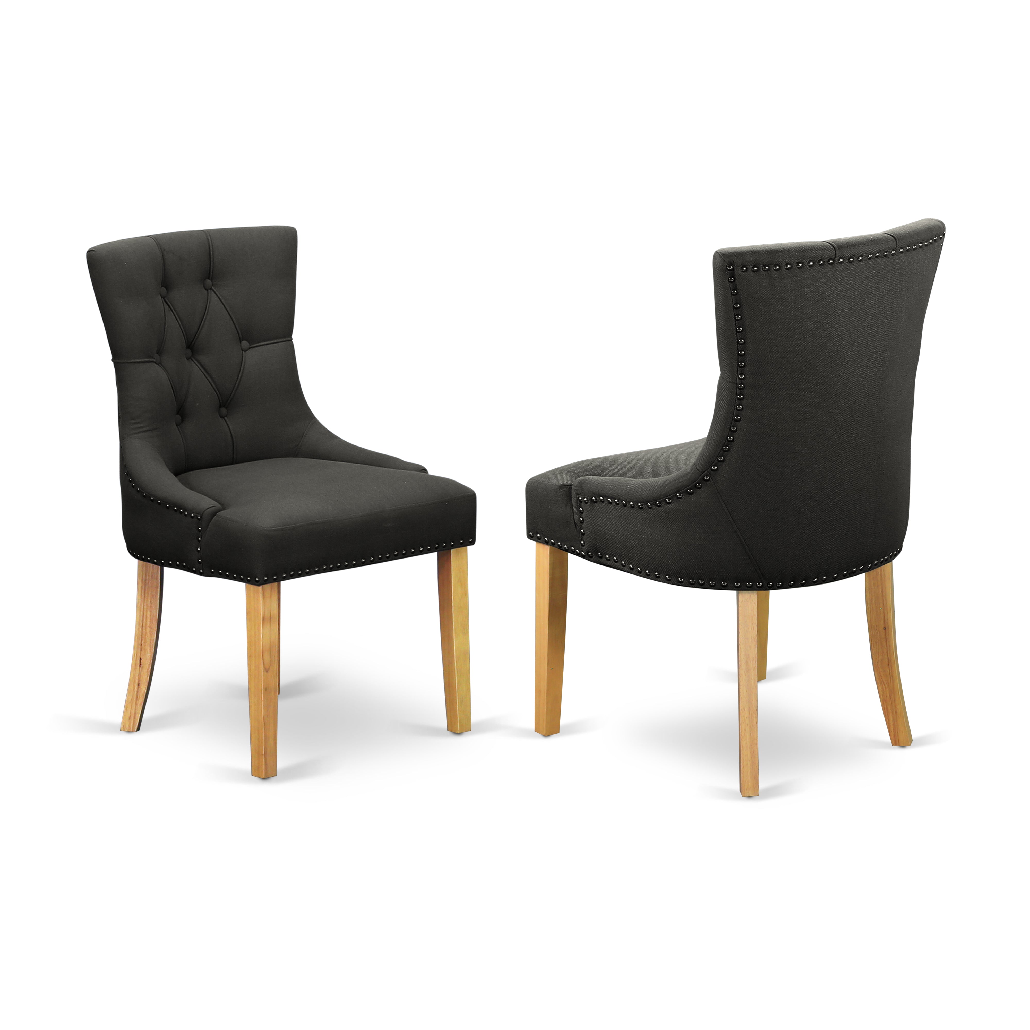 FRP4B20 Friona parson Chair with Oak Finish Leg and Linen fabric-Dark Gotham Grey Color