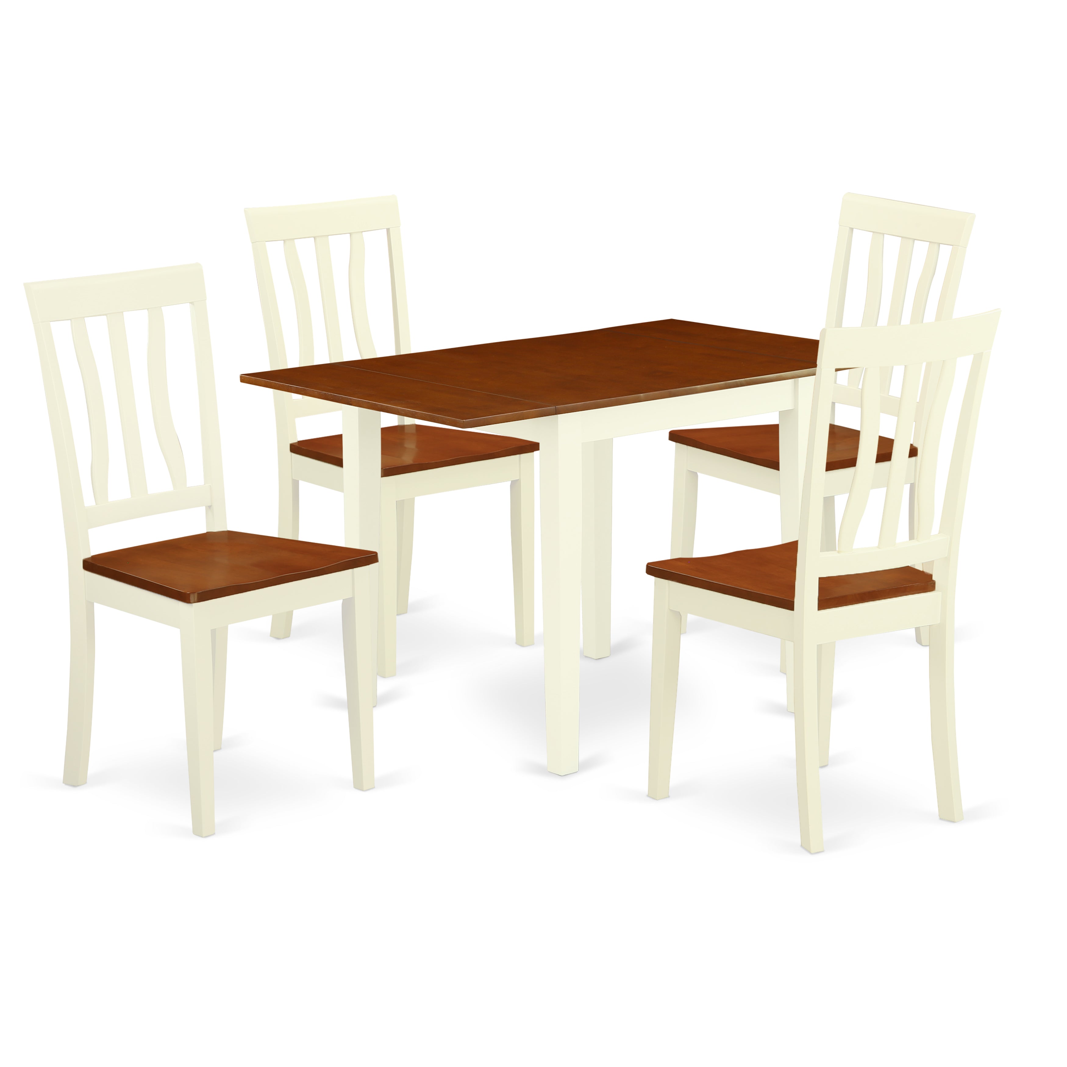 East West Furniture NDAN5-WHI-W Kitchen Table Set 5 Pc- 4 Excellent Wood Chairs and a Fantastic Dinner Table - Cherry Finish Solid wood Chair Seat and Table Top - Buttermilk Finish Solid wood Structure.