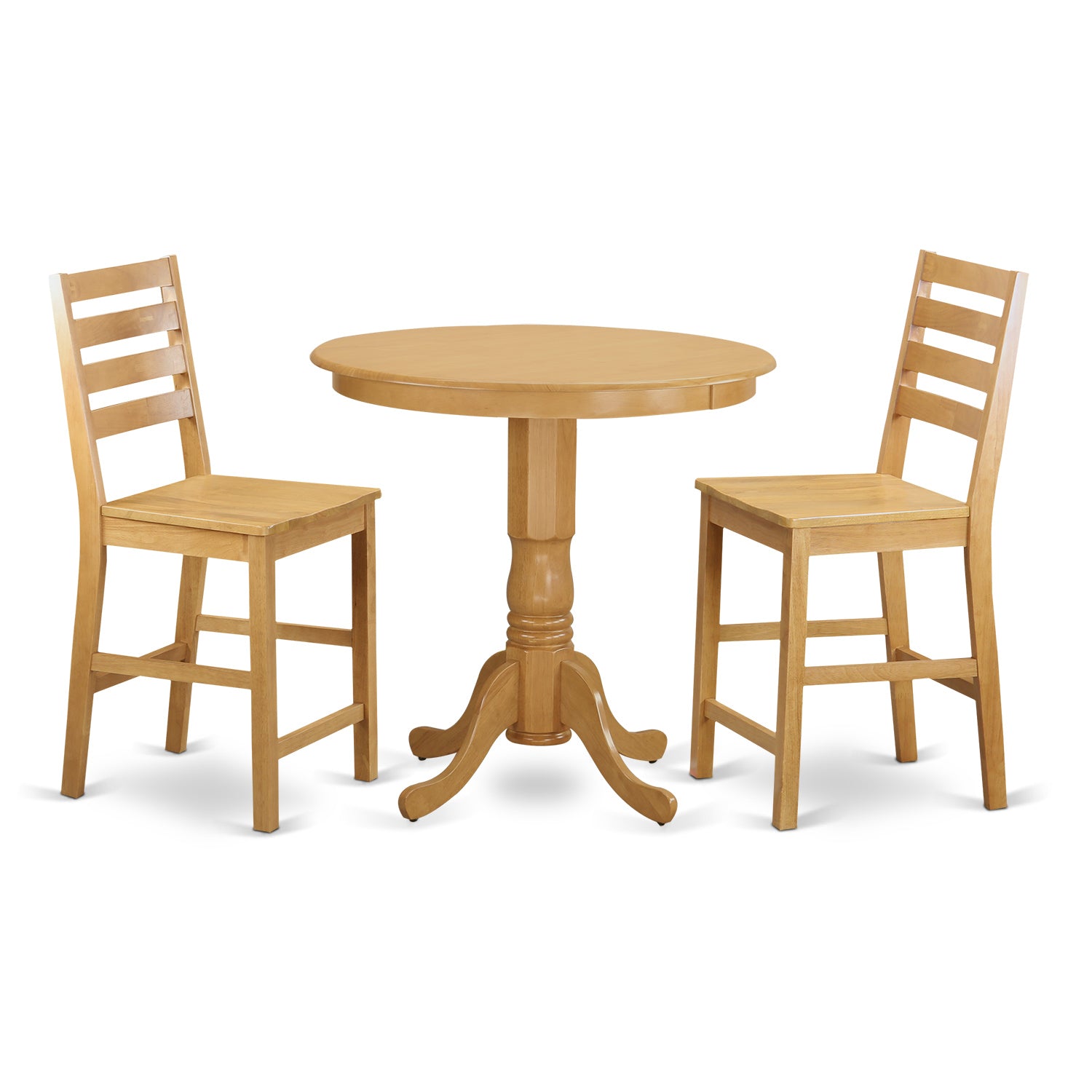 JACF3-OAK-W 3 Pc counter height Table and chair set - high top Table and 2 Dining Chairs.