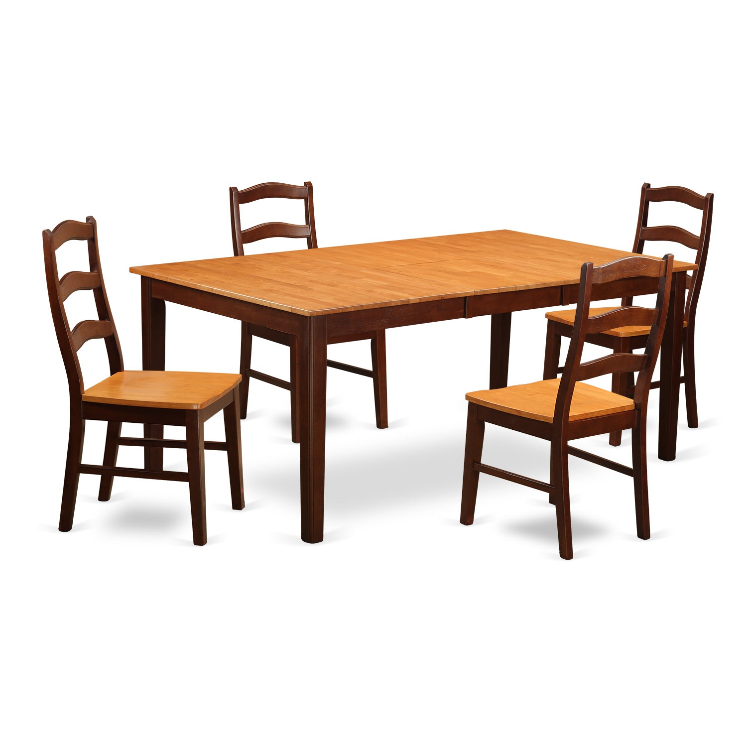 HENL5-BRN-W 5 Pc Dining room set-Table with Leaf and 4 Dining Chairs.