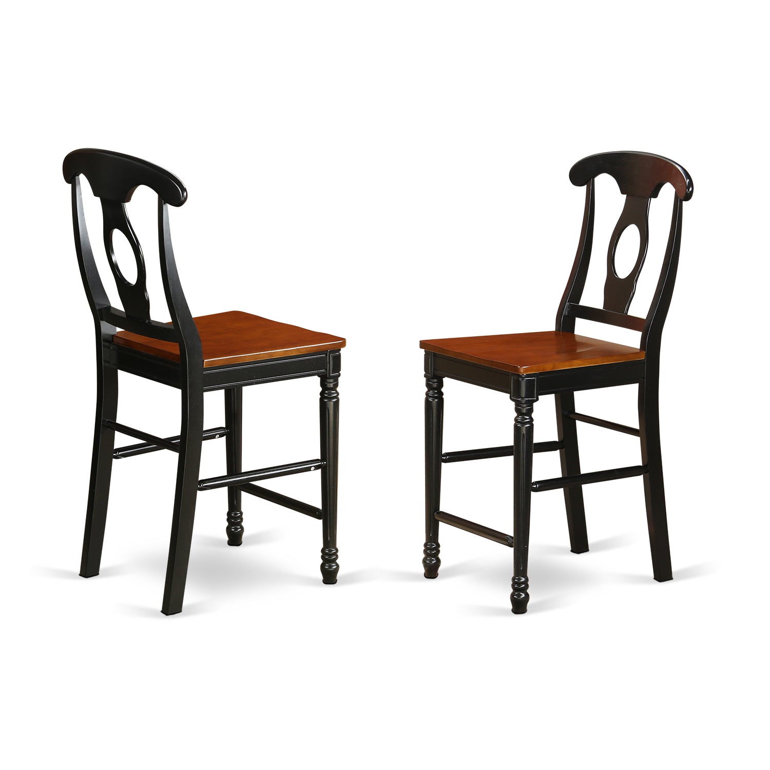 KES-BLK-W Kenley Counter Height Stools With Wood Seat In Black and Cherry Finish