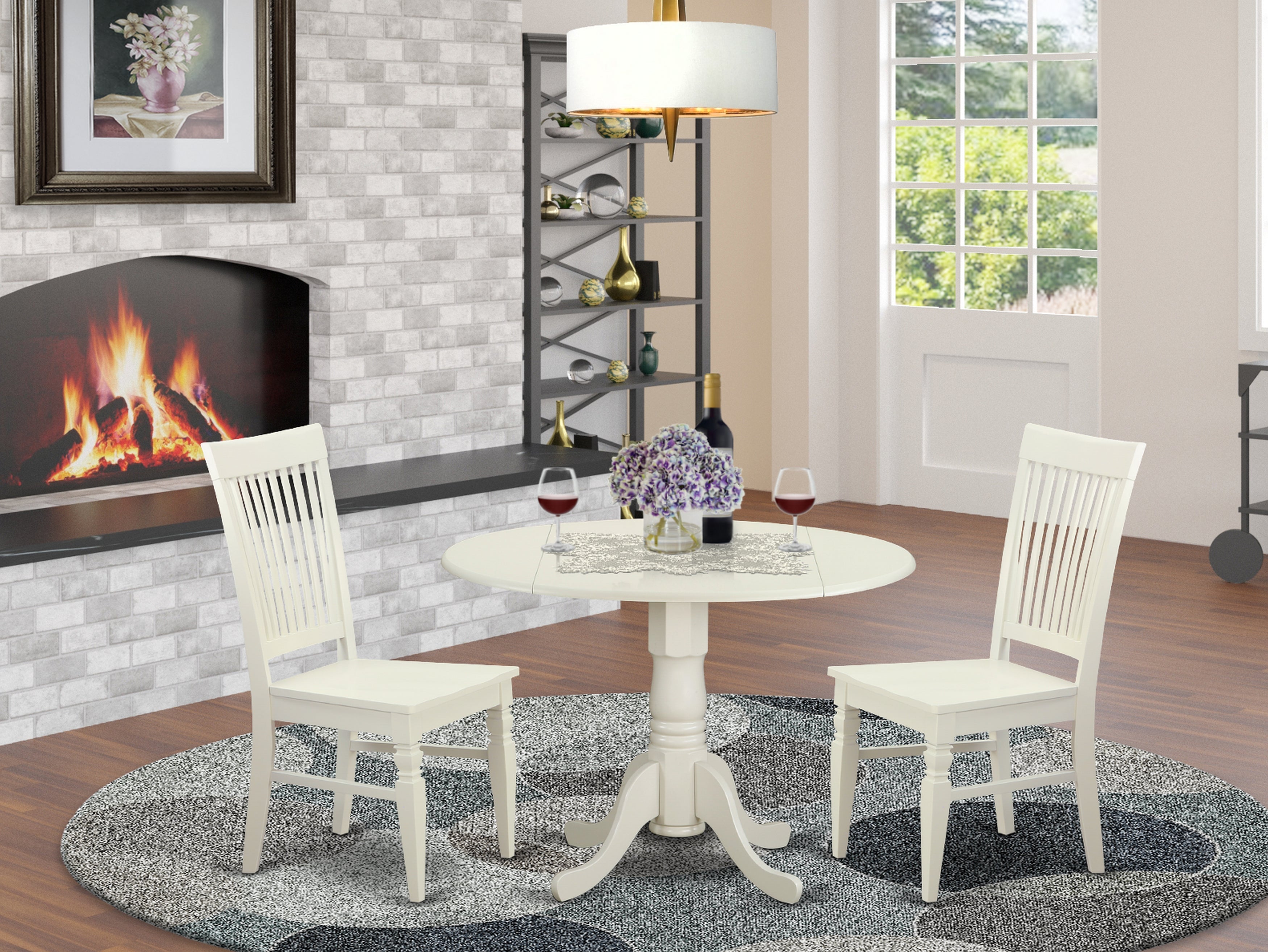 DLWE3-WHI-W 3 PC Dining room set for 2-Kitchen Table and 2 Kitchen Dining Chairs