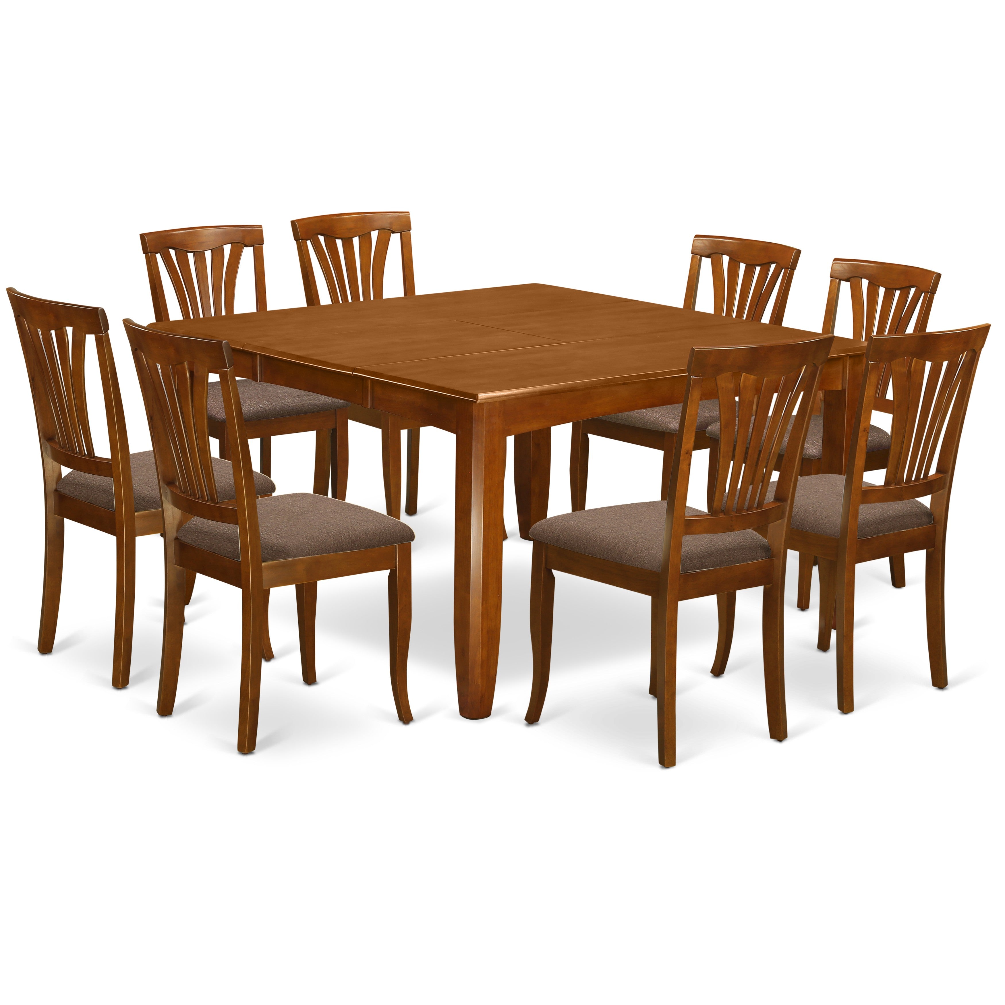 PFAV9-SBR-C 9 Pc Dining room set-Dining Table with Leaf and 8 Dinette Chairs.