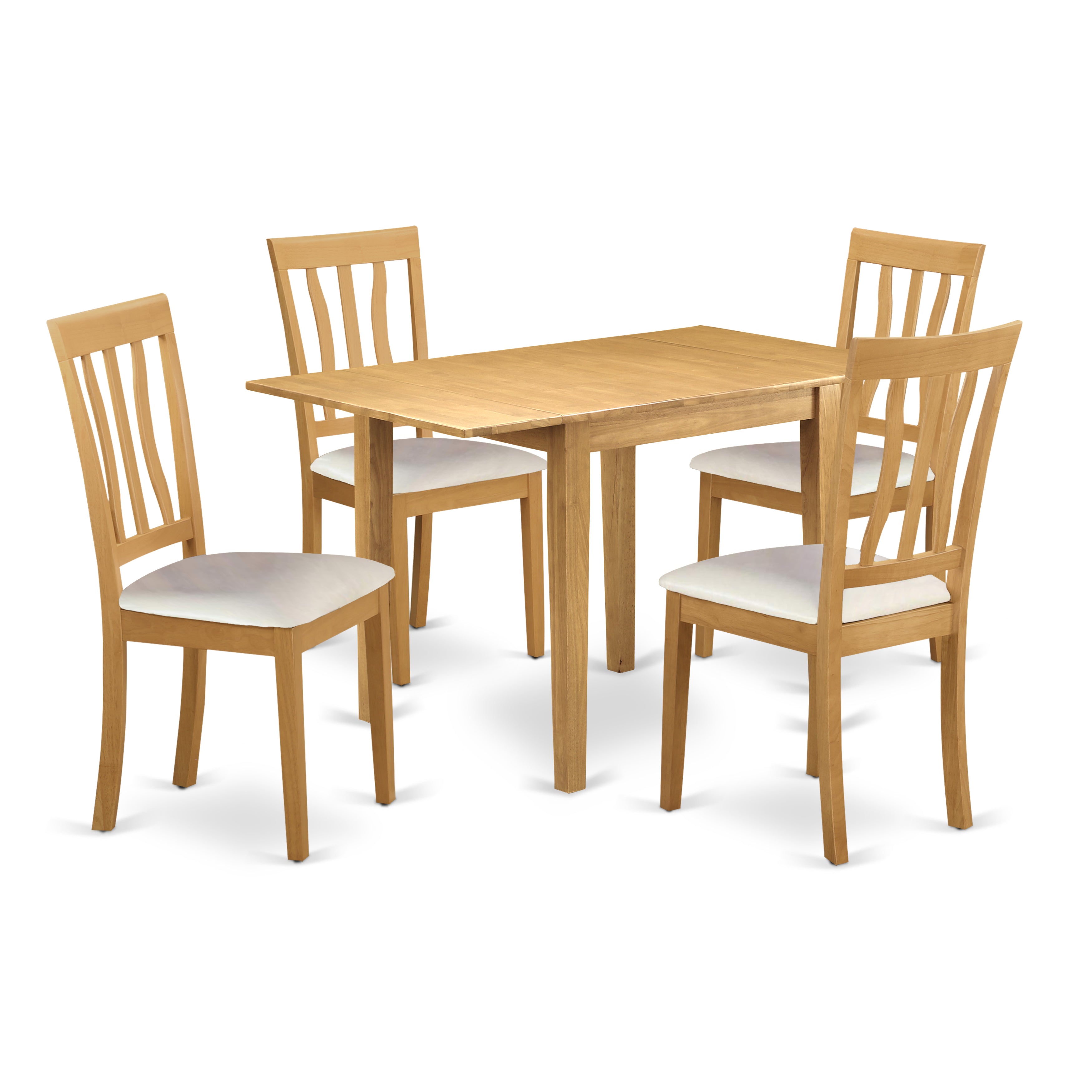 East West Furniture NDAN5-OAK-LC Wooden Dining Table Set 5 Piece - 4 Great Kitchen Chairs - a Gorgeous Wooden Table - Oak Color Faux Leather - Oak Finish Wood Frame