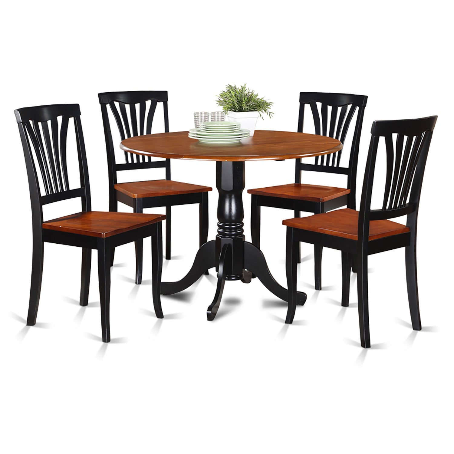 DLAV5-BLK-W 5 PC Kitchen Table set-Dining Table and 4 Wooden Kitchen Chairs