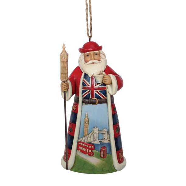 Enesco Jim Shore Heartwood Creek Santa's Around The World British Hanging Ornament