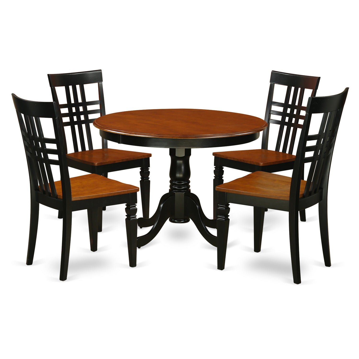 HLLG5-BCH-W 5 Pc set with a Dining Table and 4 Dinette Chairs in Black and Cherry