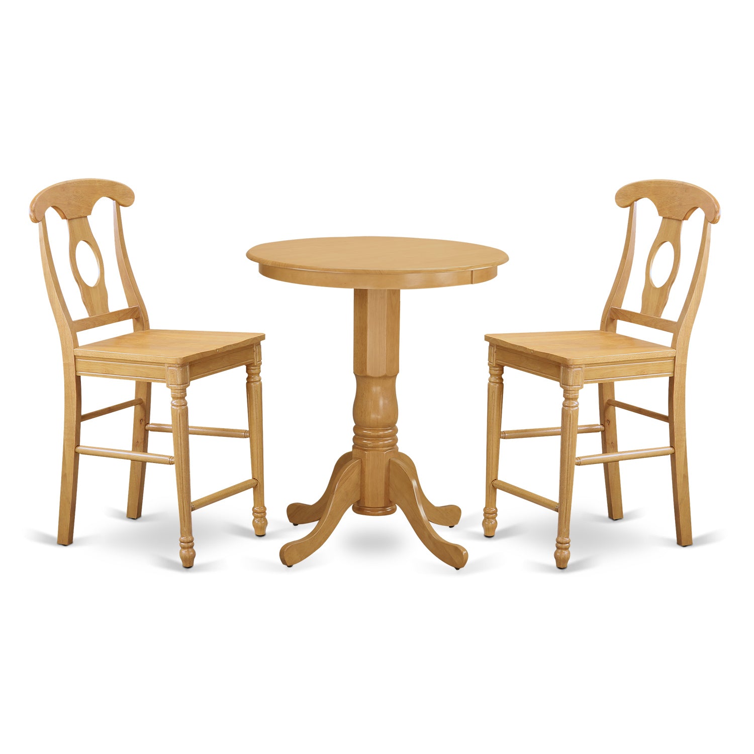 EDKE3-OAK-W 3 Pc counter height set-pub Table and 2 counter height Dining chair