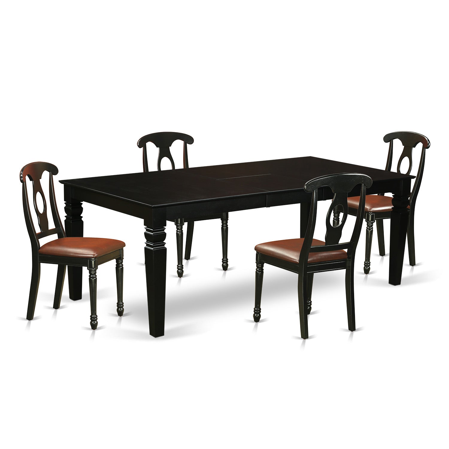 LGKE5-BLK-LC 5 Pc Dining Room set with a Kitchen Table and 4 Leather Dining Chairs in Black