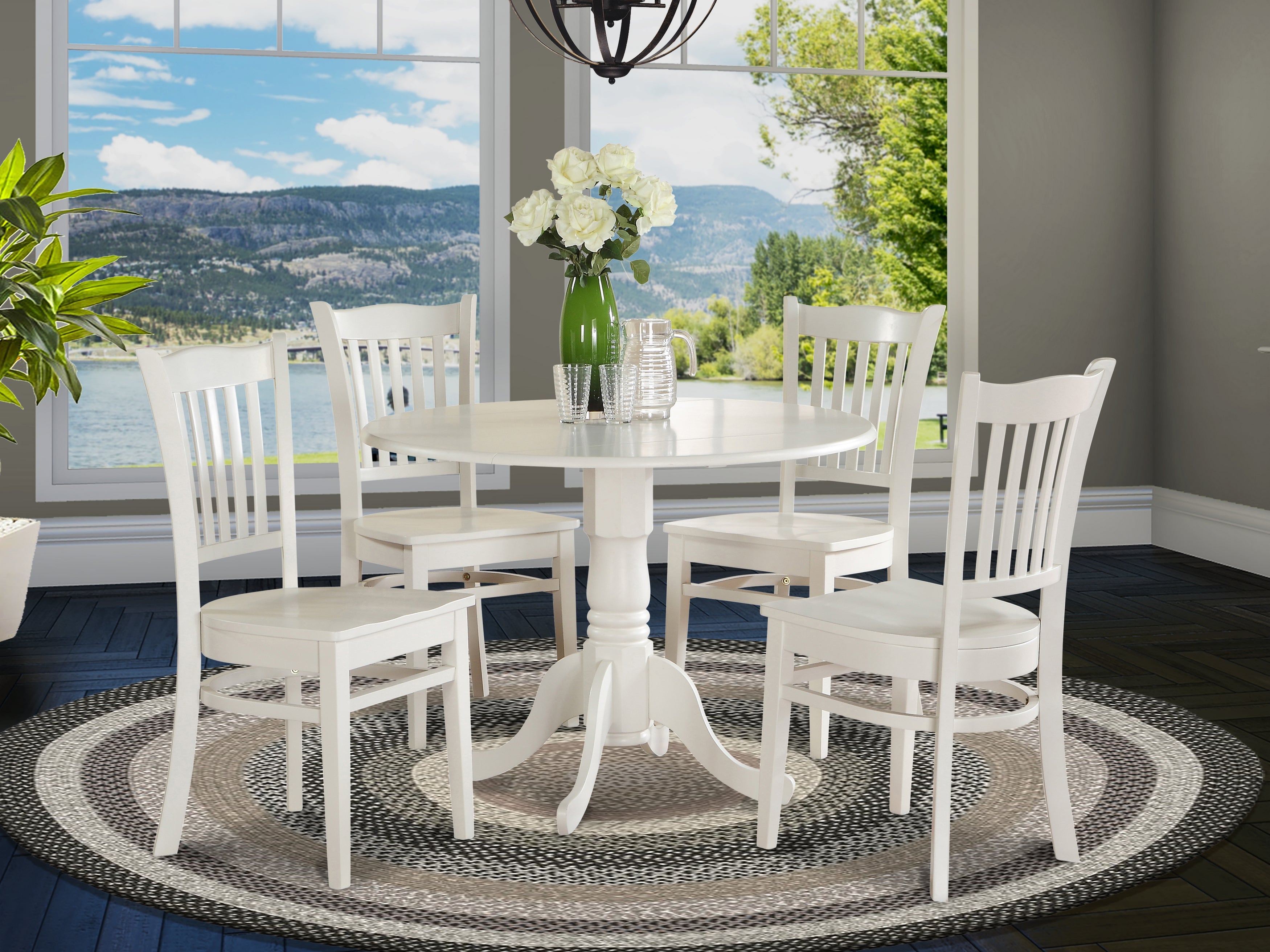 DLGR5-WHI-W 5 PC Kitchen nook Dining set-Table and 4 Kitchen Chairs
