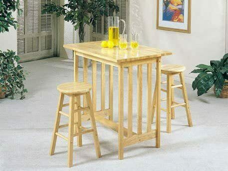 Metro Pack Breakfast Dinette Dining Set Mission Style, 3-Piece, Natural Finish