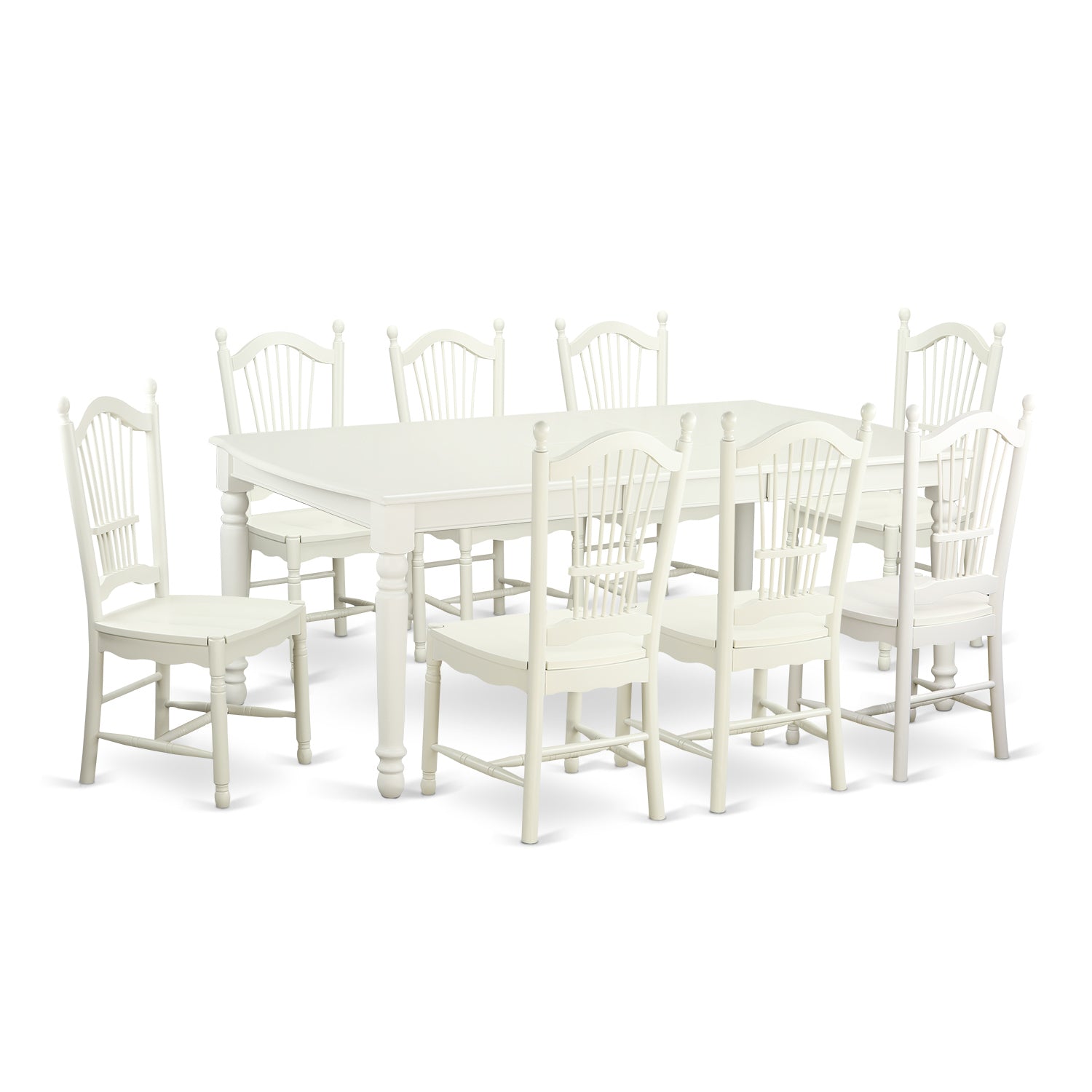 DOVE9-LWH-W 9 PC Table and chair set -Kitchen dinette Table and 8 Dining Chairs