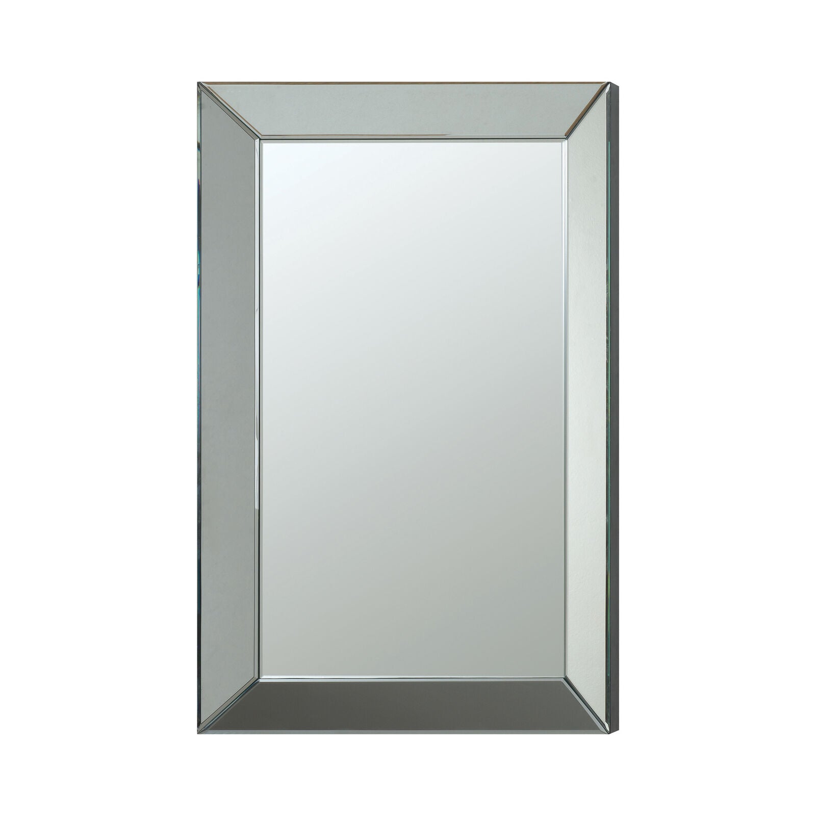 Contemporary Rectangular Beveled Wall Mirror Silver 901783