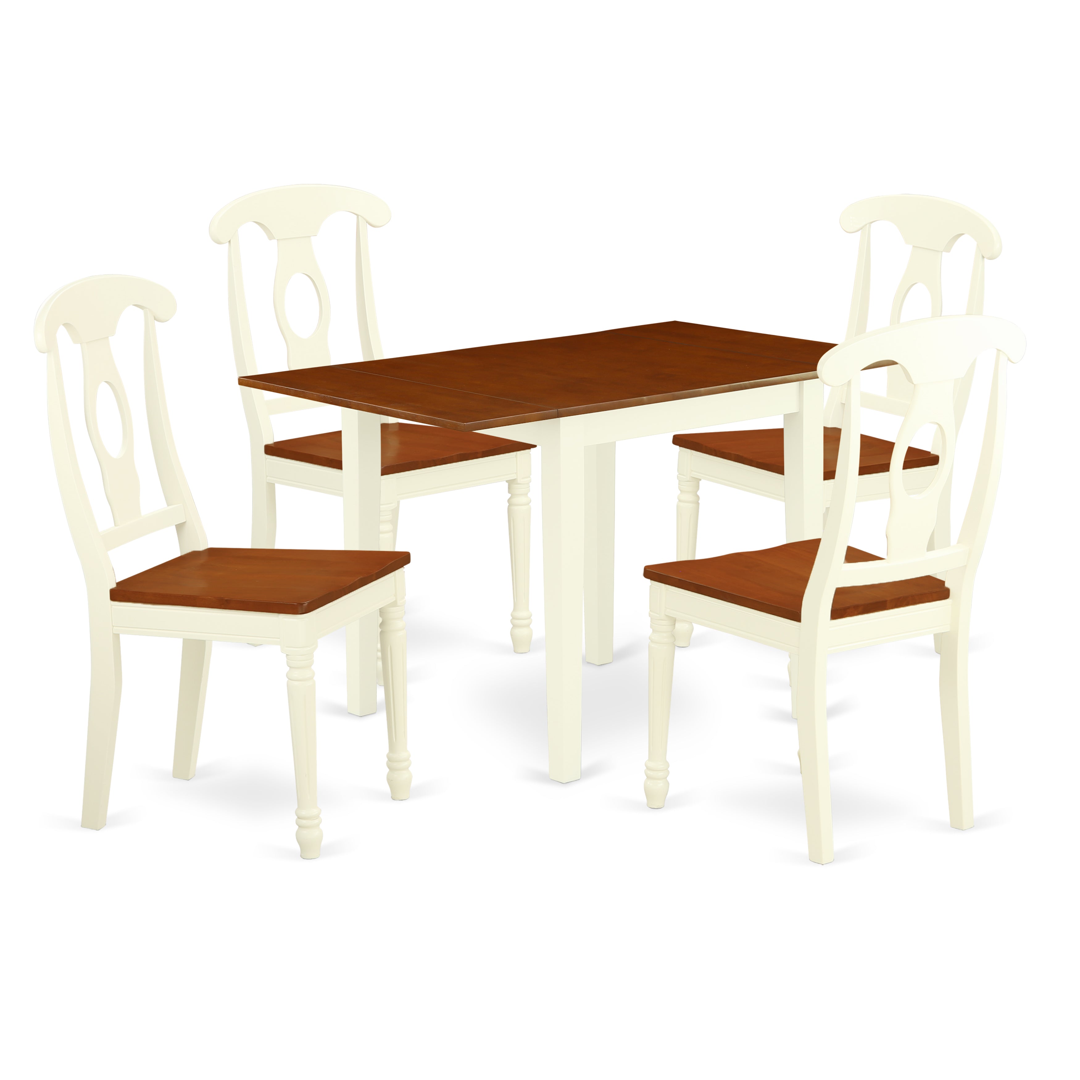 East West Furniture NDKE5-WHI-W 5Pc Dinette Set for Small Spaces Consists of a Small Dining Table and 4 Modern Dining Chairs with Asian Hardwood Seat and Napoleon Back, Buttermilk and Cherry Finish