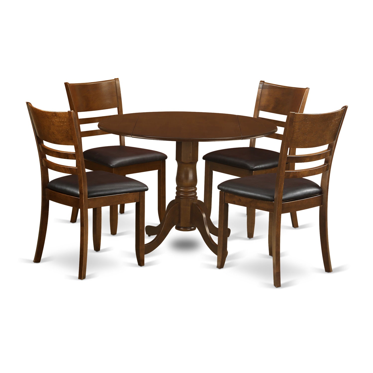 DLLY5-ESP-LC 5 Pc Dinette Table with 2drop-leaf and 4 Leather Kitchen Chairs