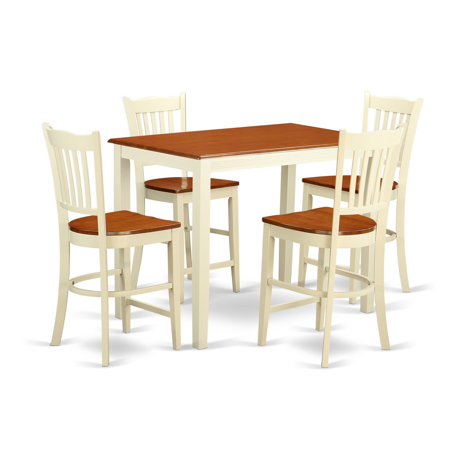 YAGR5-WHI-W 5 Pc counter height Dining set - counter height Table and 4 Kitchen Chairs.