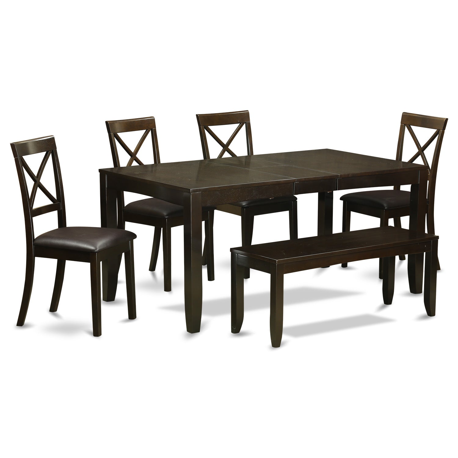 LYBO6-CAP-LC 6 PC Dining Table with bench-Kitchen Tables Plus 4 Dining Chairs and Bench
