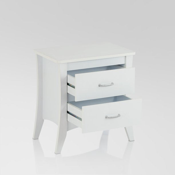 Babb white finish wood nightstand bed side end table