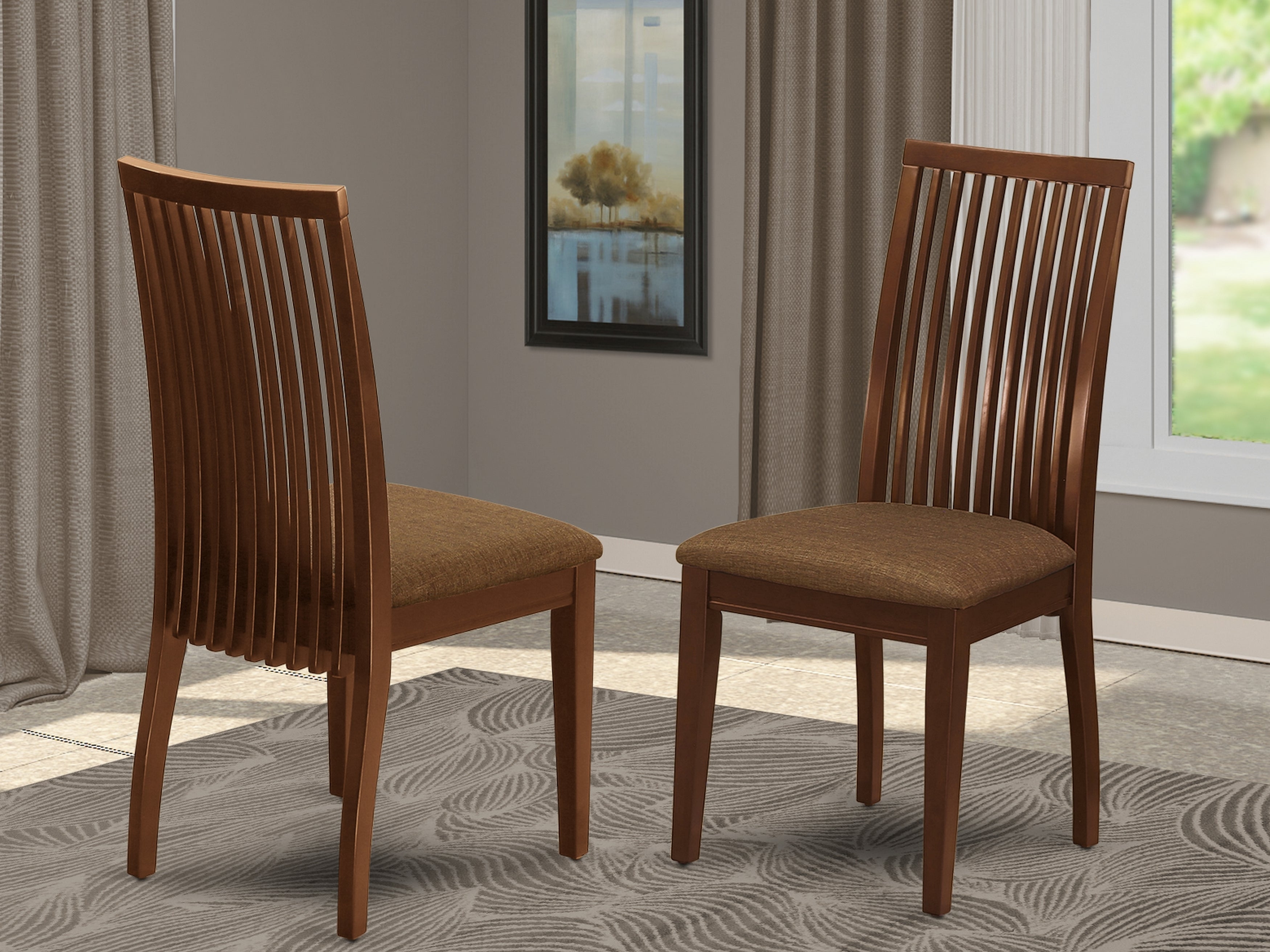 IPC-MAH-C Ipswich Dining chair with Linen Fabric Upholstered Sea in Mahogany finish