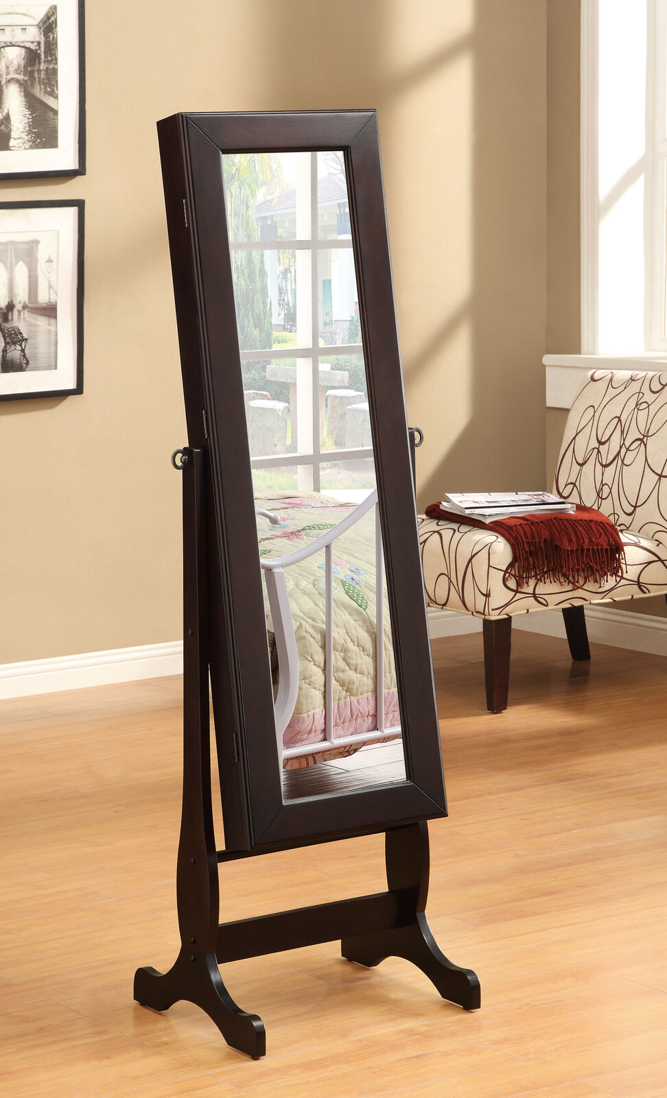 Coaster Free Standing Jewelry Storage Cheval Mirror With Drawers Cappuccino