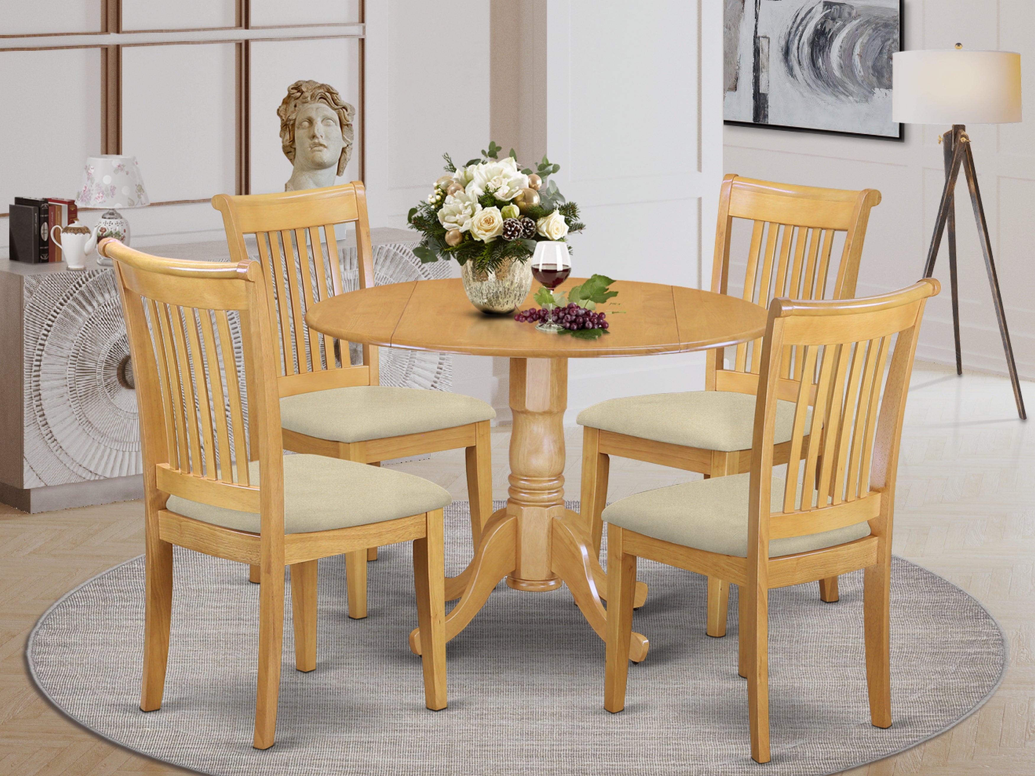 DLPO5-OAK-C 5 PC Dublin kitchen table set-Dining table and 4 cushion Kitchen chairs