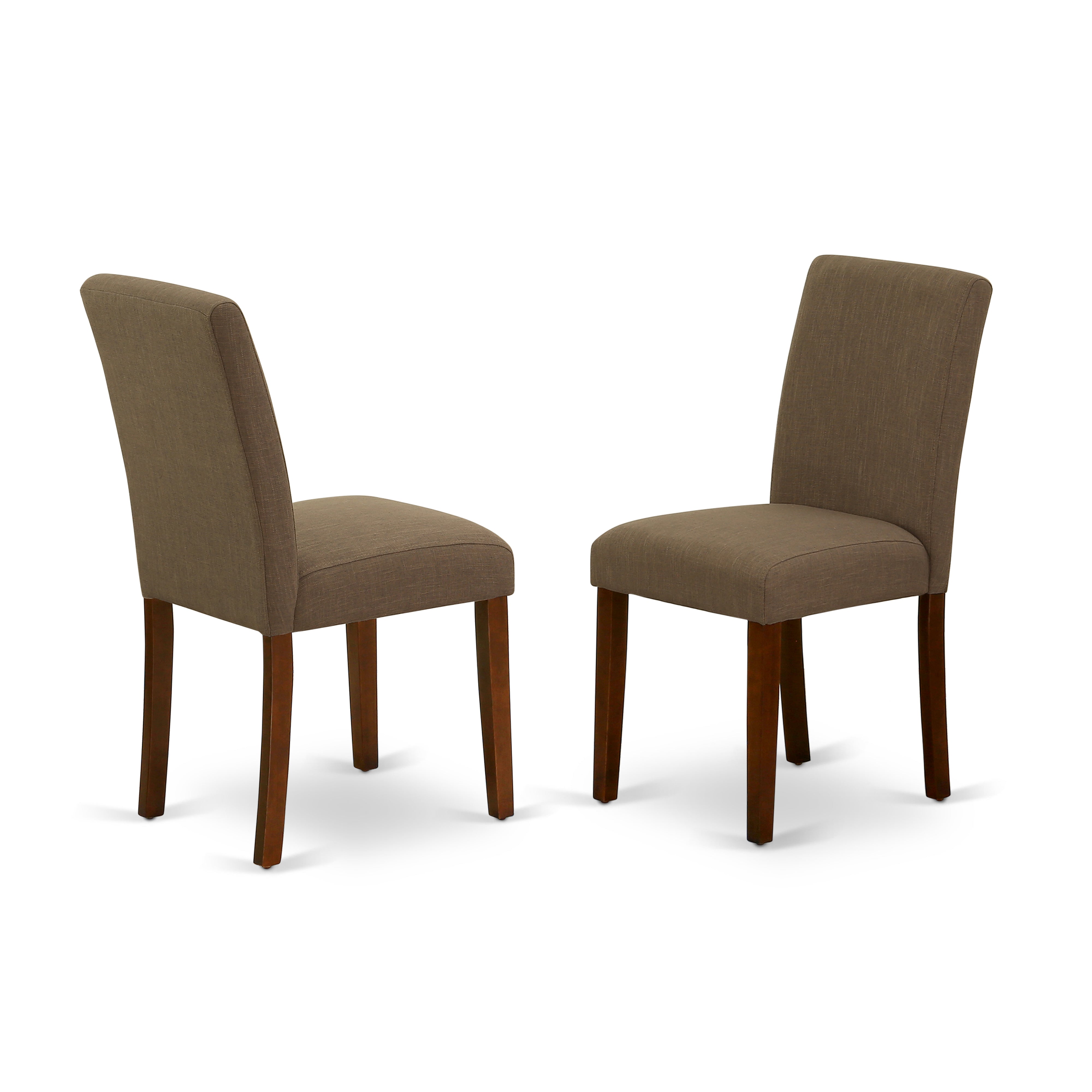 DLAB5-MAH-18 5Pc Round 42" Kitchen Table With Two 9-Inch Drop Leaves And Four Parson Chair With Mahogany Leg And Linen Fabric Coffee
