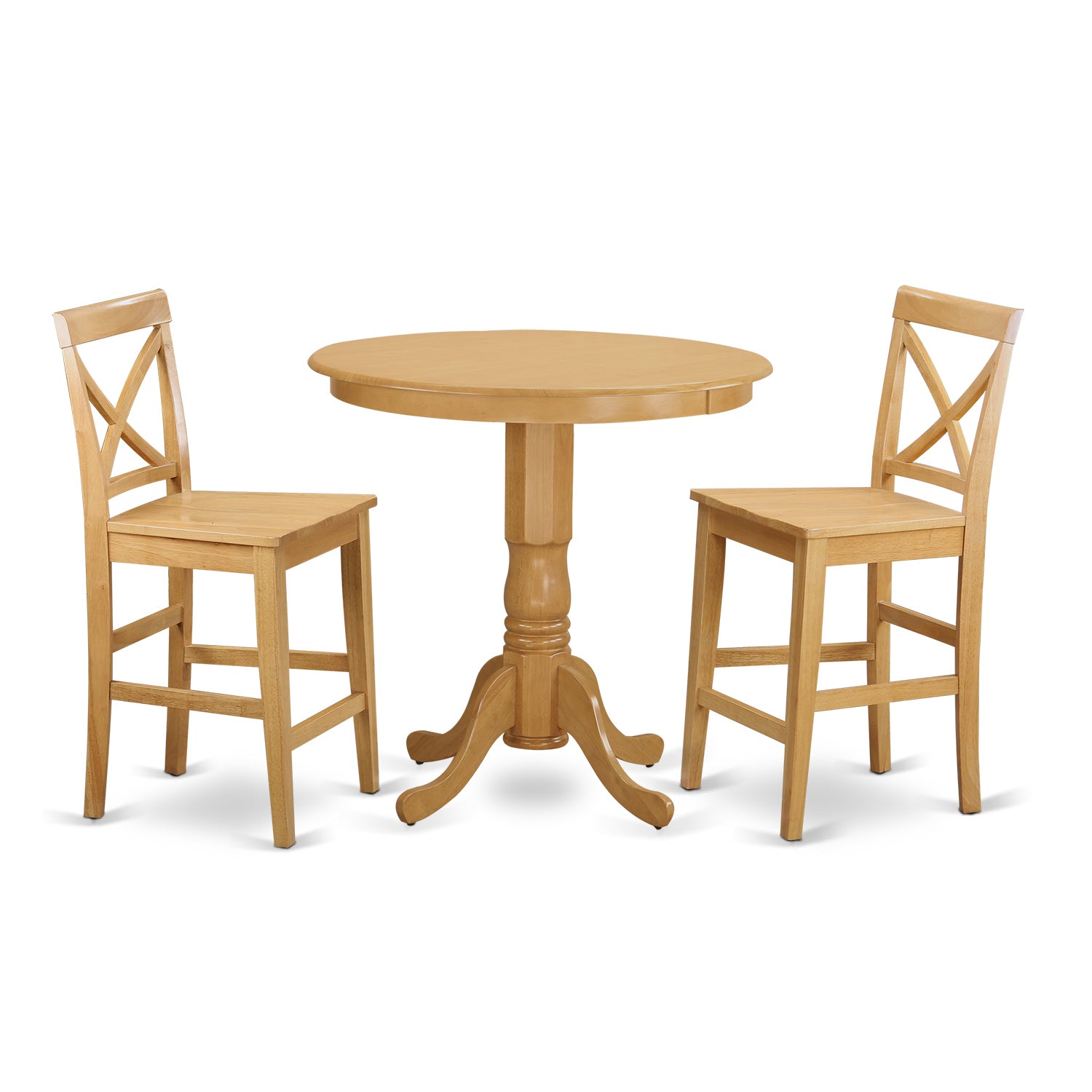 JAPB3-OAK-W 3 Pc Dining counter height set - Dining Table and 2 bar stools.