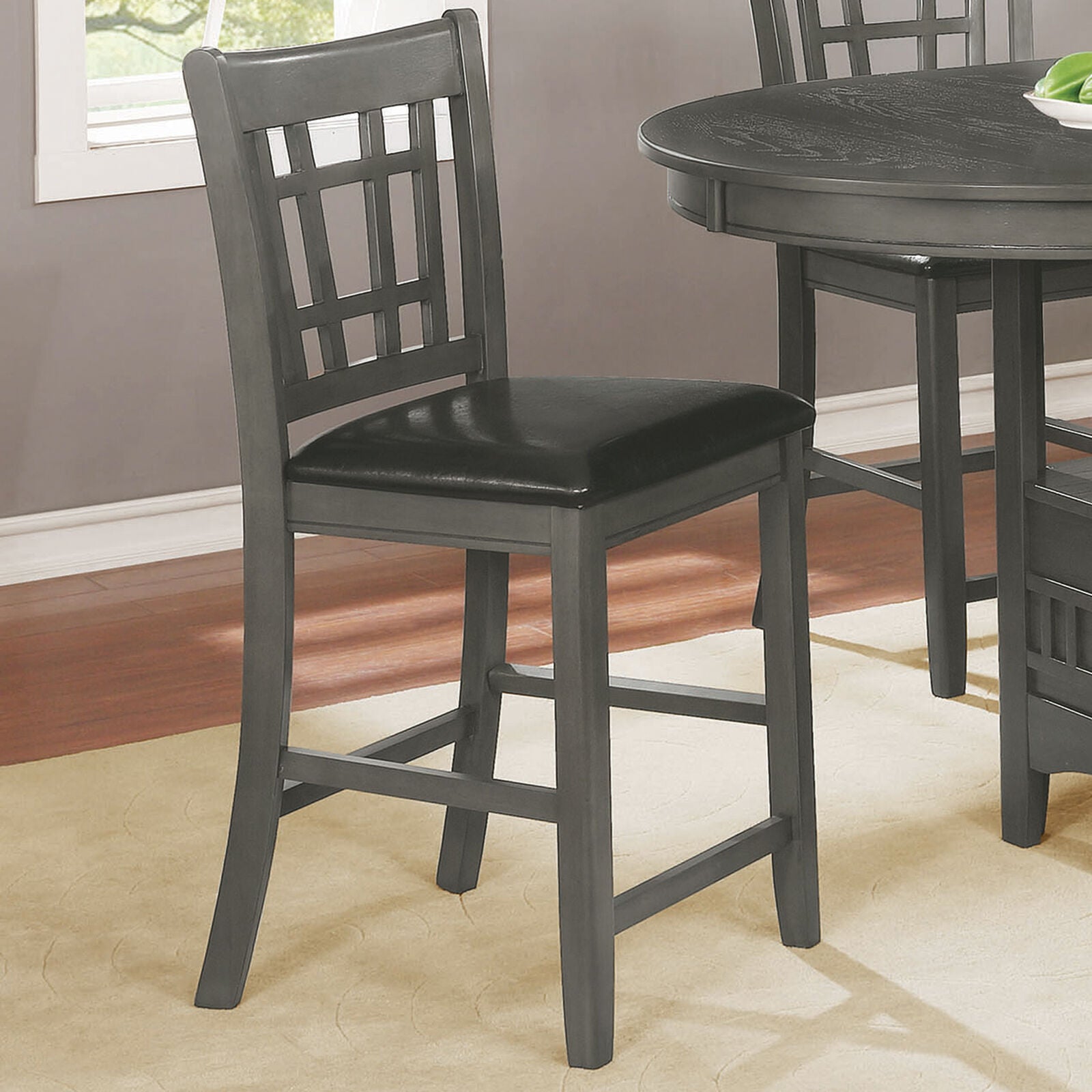 Lavon Upholstered Counter Height Stools Black And Medium Grey (Set Of 2) 108219