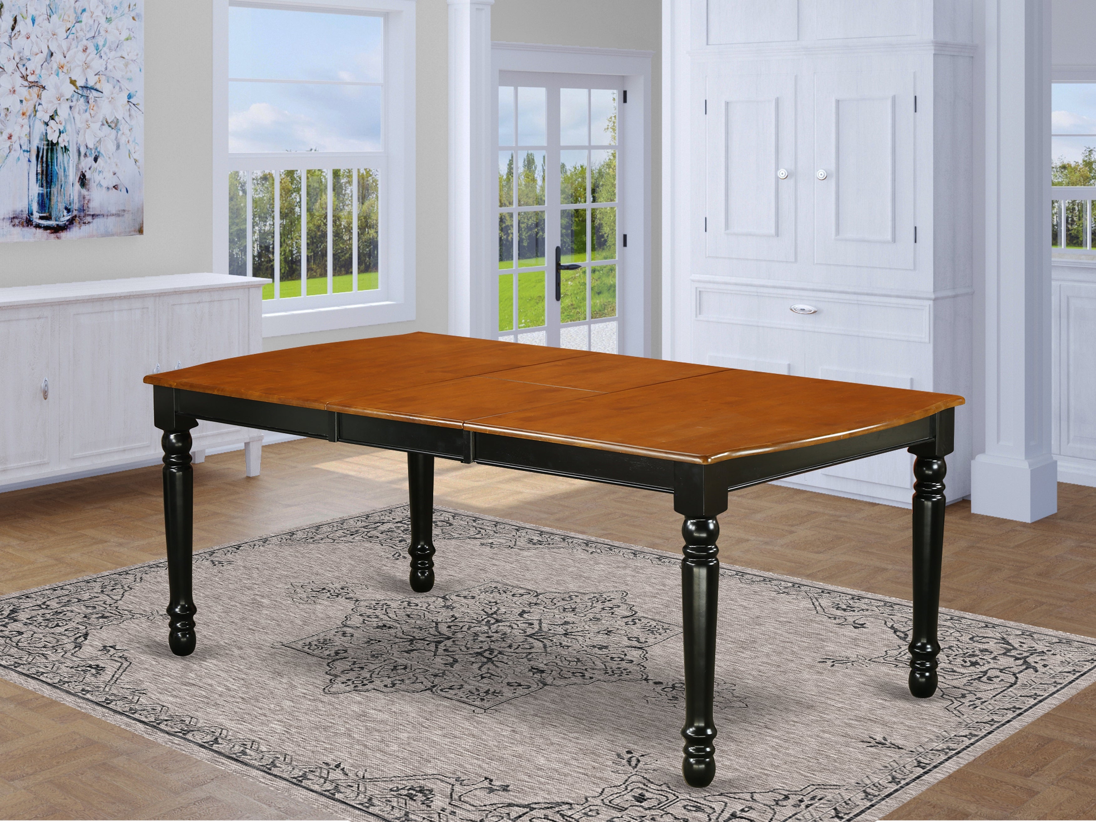DOT-BCH-T Dover Dining Room table with 18" Butterfly Leaf -Black and Cherry Finish.