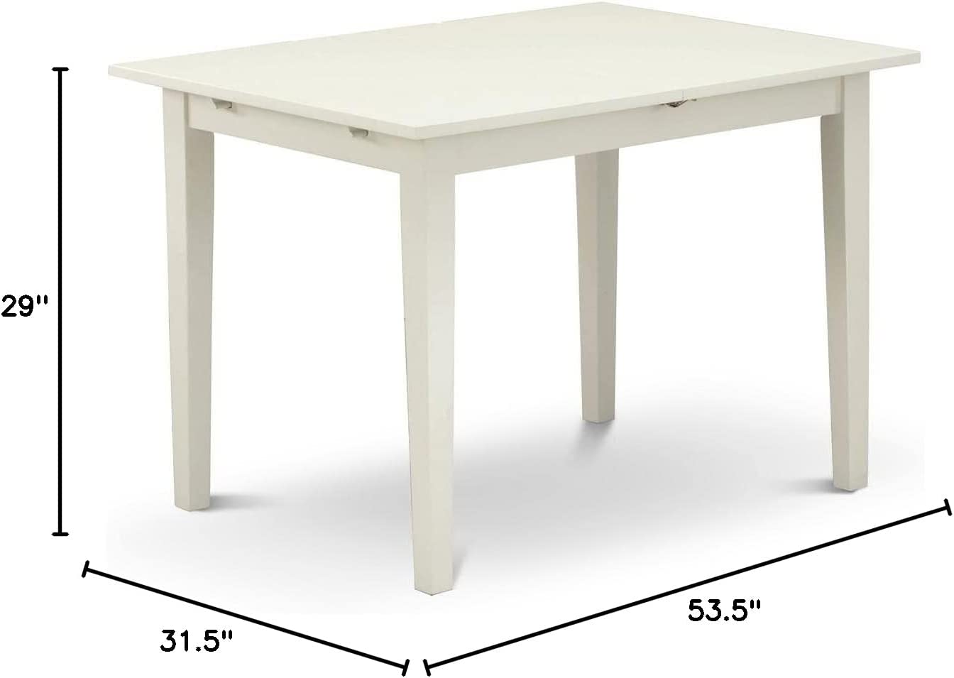 Rectangular Dining Room Table with 12" Butterfly Leaf - Linen White Color